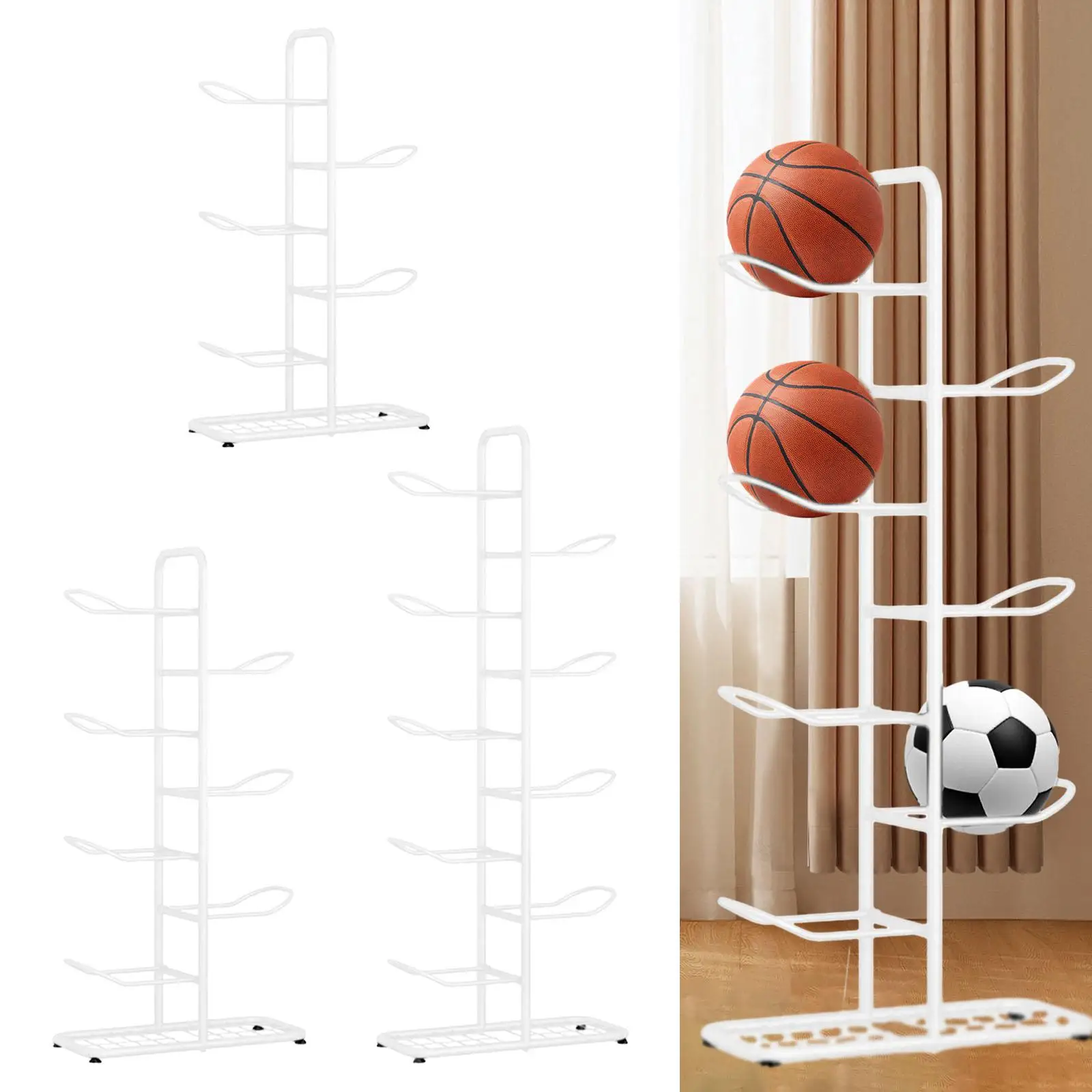 Sports Equipment Storage Organizer Vertical Iron Ball Storage Holder for Football Rackets Soccer Tennis Rackets Sports Gear