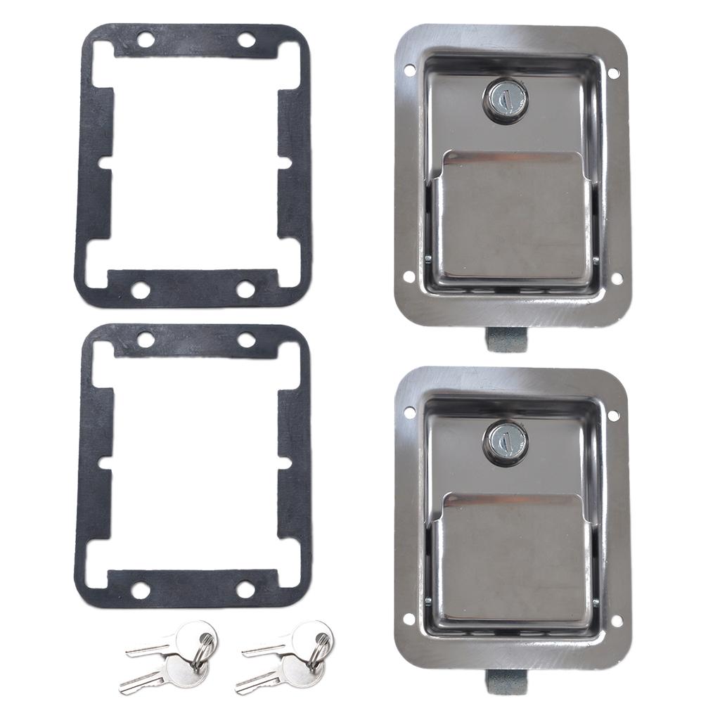 2 X Stainless Door Lock Trailer  RV Handle  Key 14x10.8x3.8 Cm