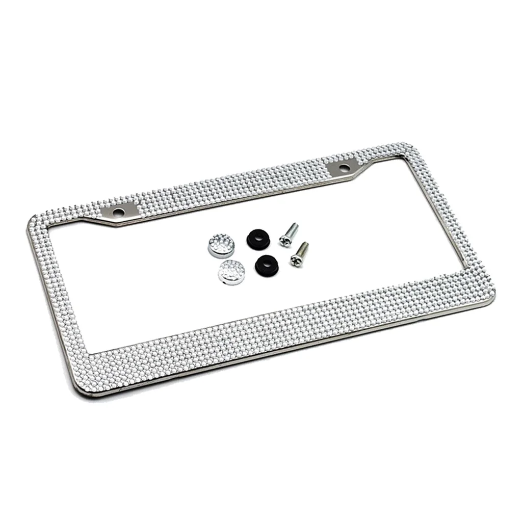 Chrome Diamonds / Crystals Bling stainless steel Car License Plate Frame