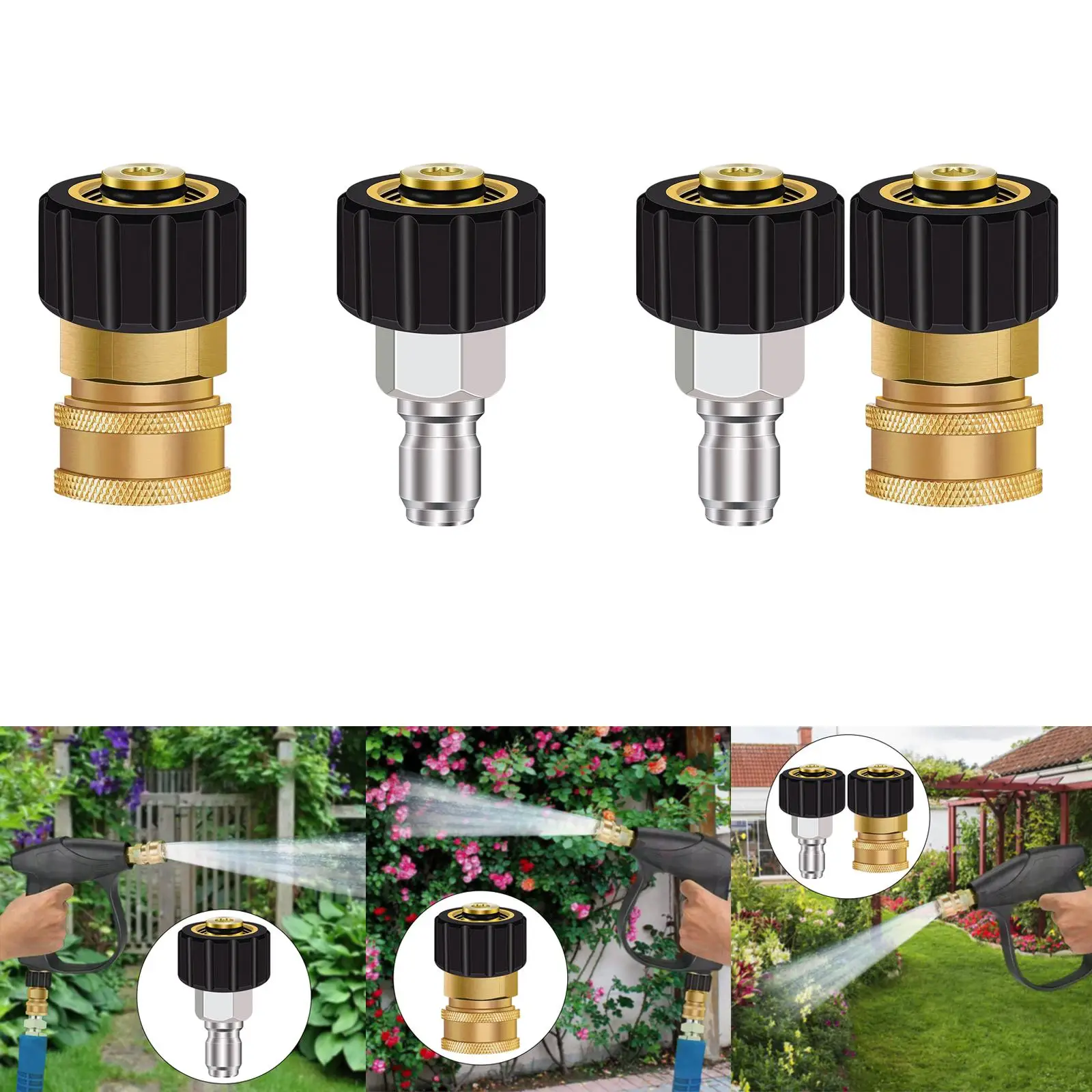 Brass Pressure Washer Adapter Nozzles 3/8 inch to M22 M22 14mm 15mm Quick Release Fittings Hose Coupler for Pressure Washer Gun