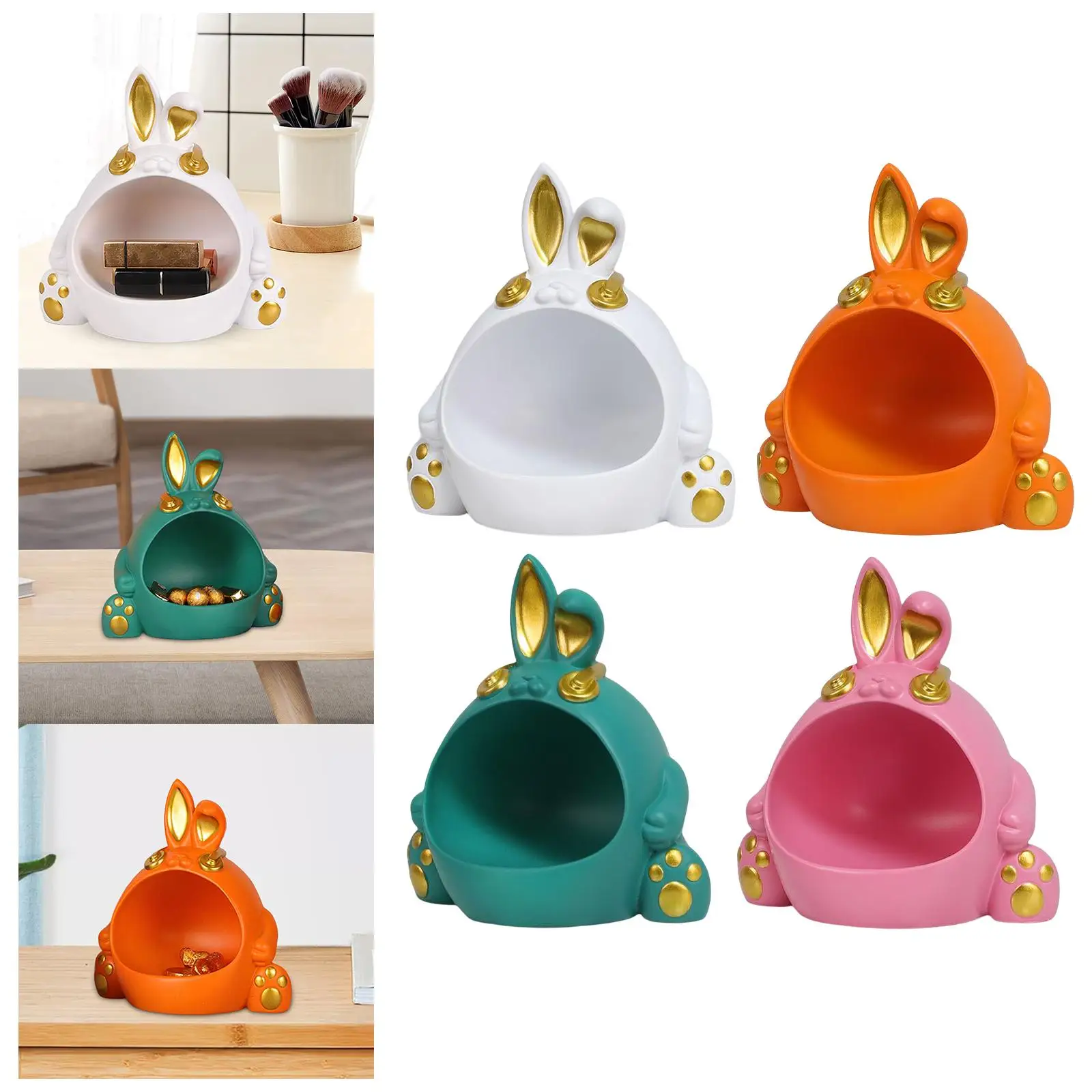 Resin Storage boxes bunny Figurine Cute Animal for Bathroom Crafts Living Room Home Decor