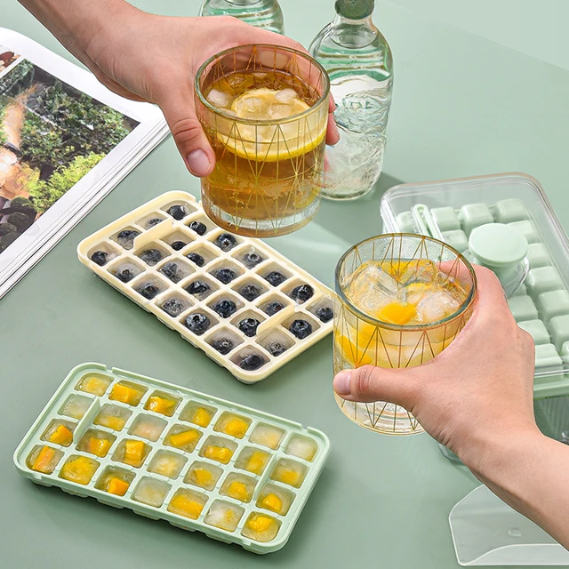 Ice Cube Tray with Lid and Bin for Fruit Ice Box Ice Cube Maker for Yogurt  Fruits Jams Bourbon Reusable Freezer Ice Tray - AliExpress