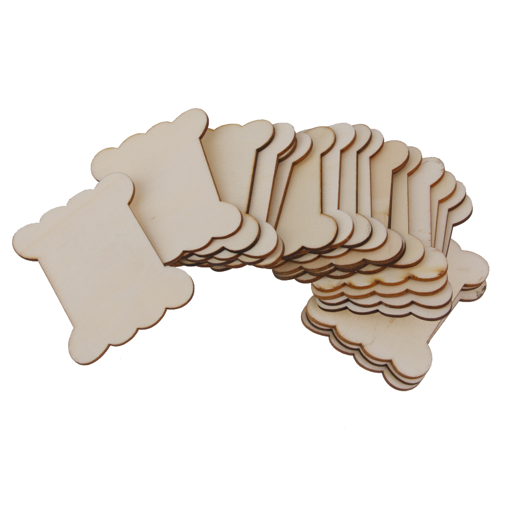 20Pcs Wood Flat Spool Bobbins Sewing Findings Ribbon Tthread Reel Organizer