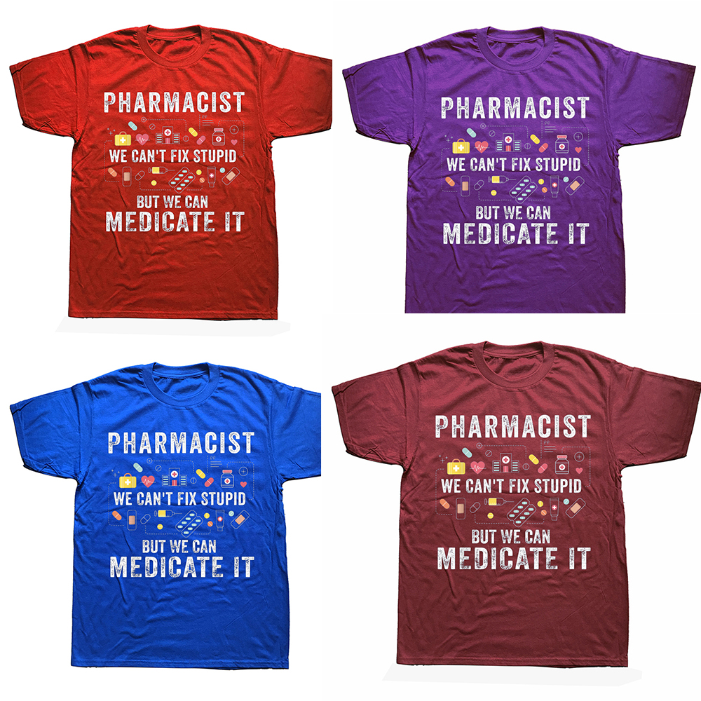 Apotheker Wir Können Nicht Stupid Apotheke Student T Shirts Streetwear Kurzarm Geburtstag Geschenke Sommer Stil T-shirt Männer – Detail 3