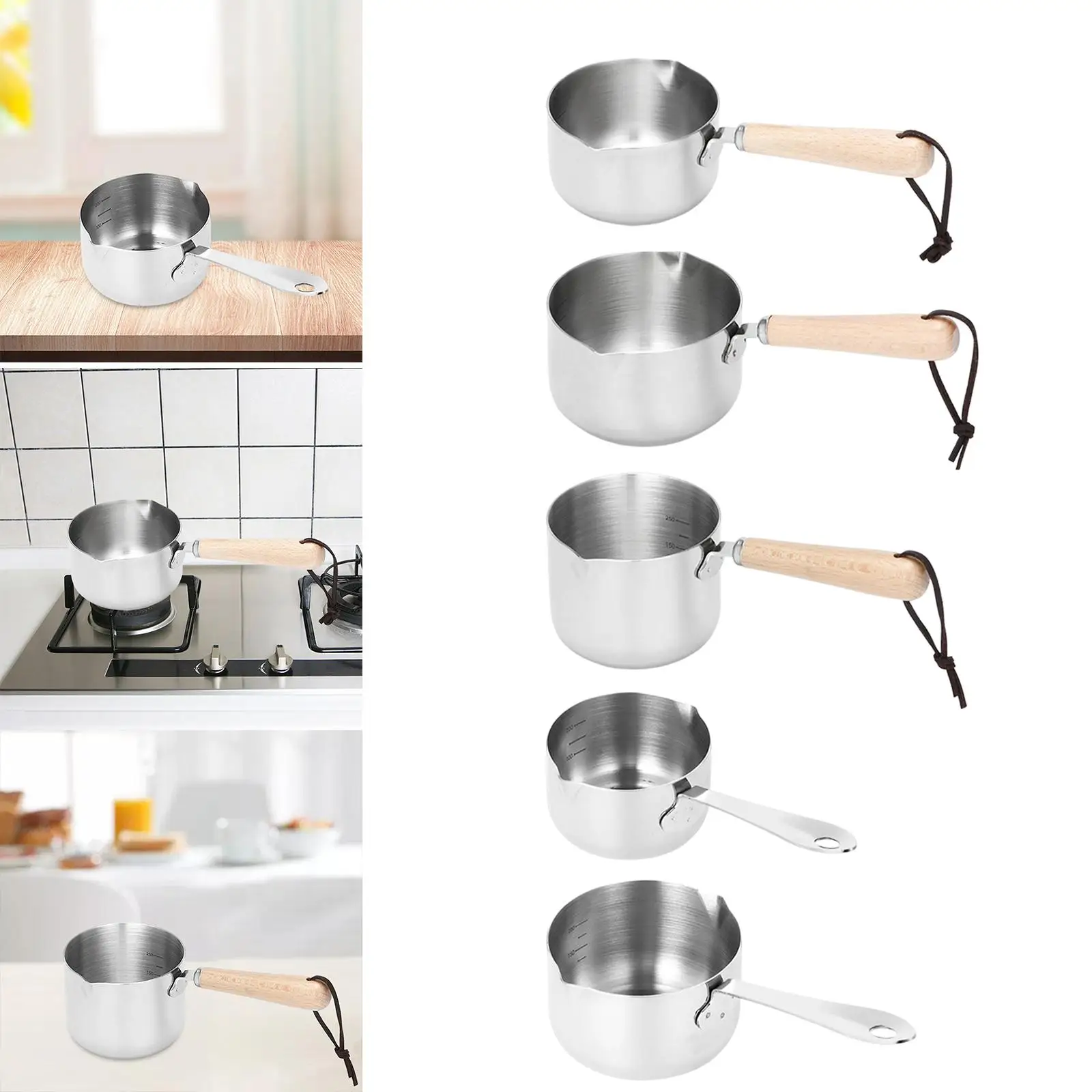 Water Cooking Pots Melting Butter Cookware with Long Handle Saucepan Soup Pot for Induction Cooker Camping RV Travel Home