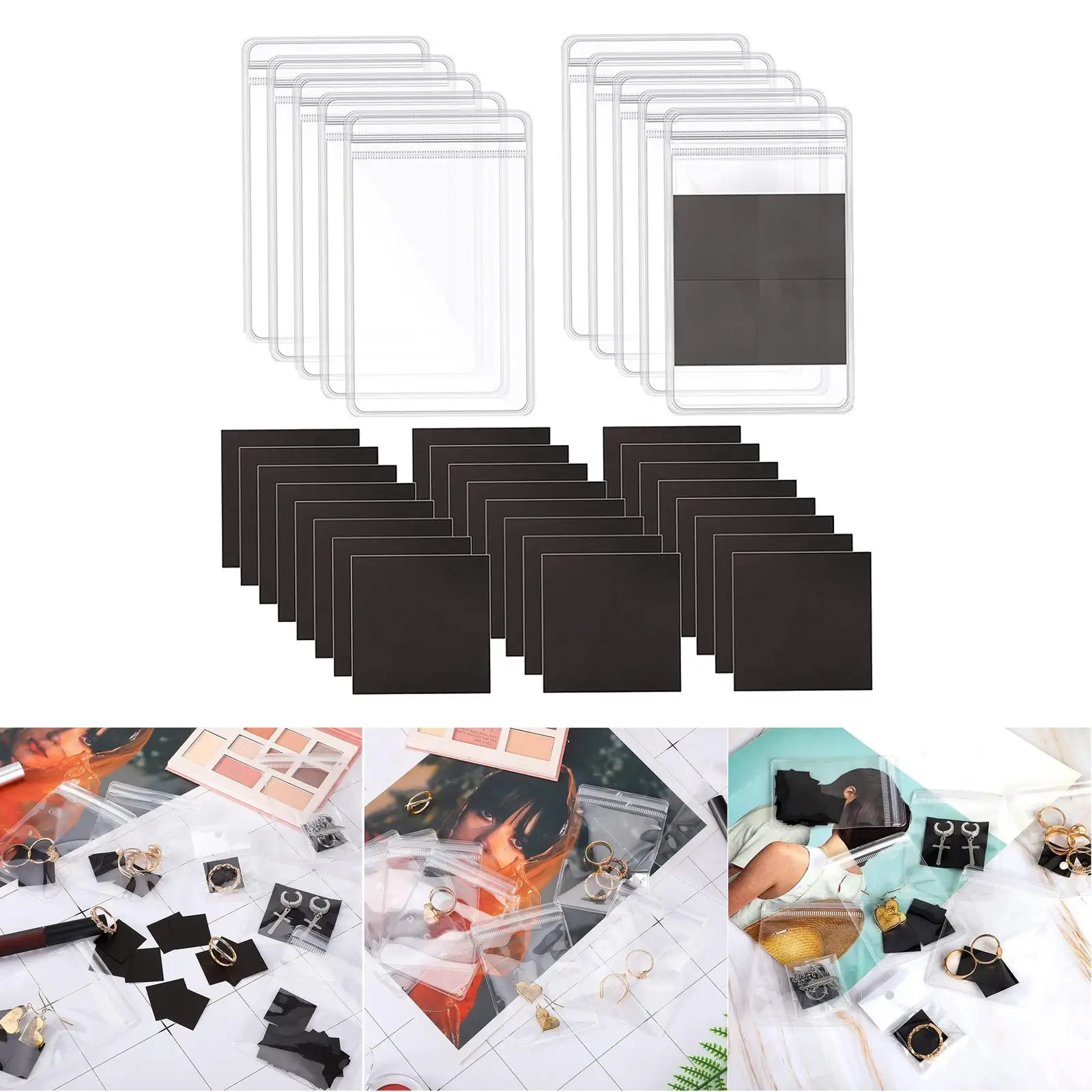100 Pieces Self Seal Plastic Zipper Bag Set Anti Tarnish Strips Anti Oxidation Pouch for Rings