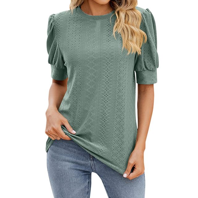 Spring Summer Elegant Fashion Blouse Women's Short Sleeve Tops