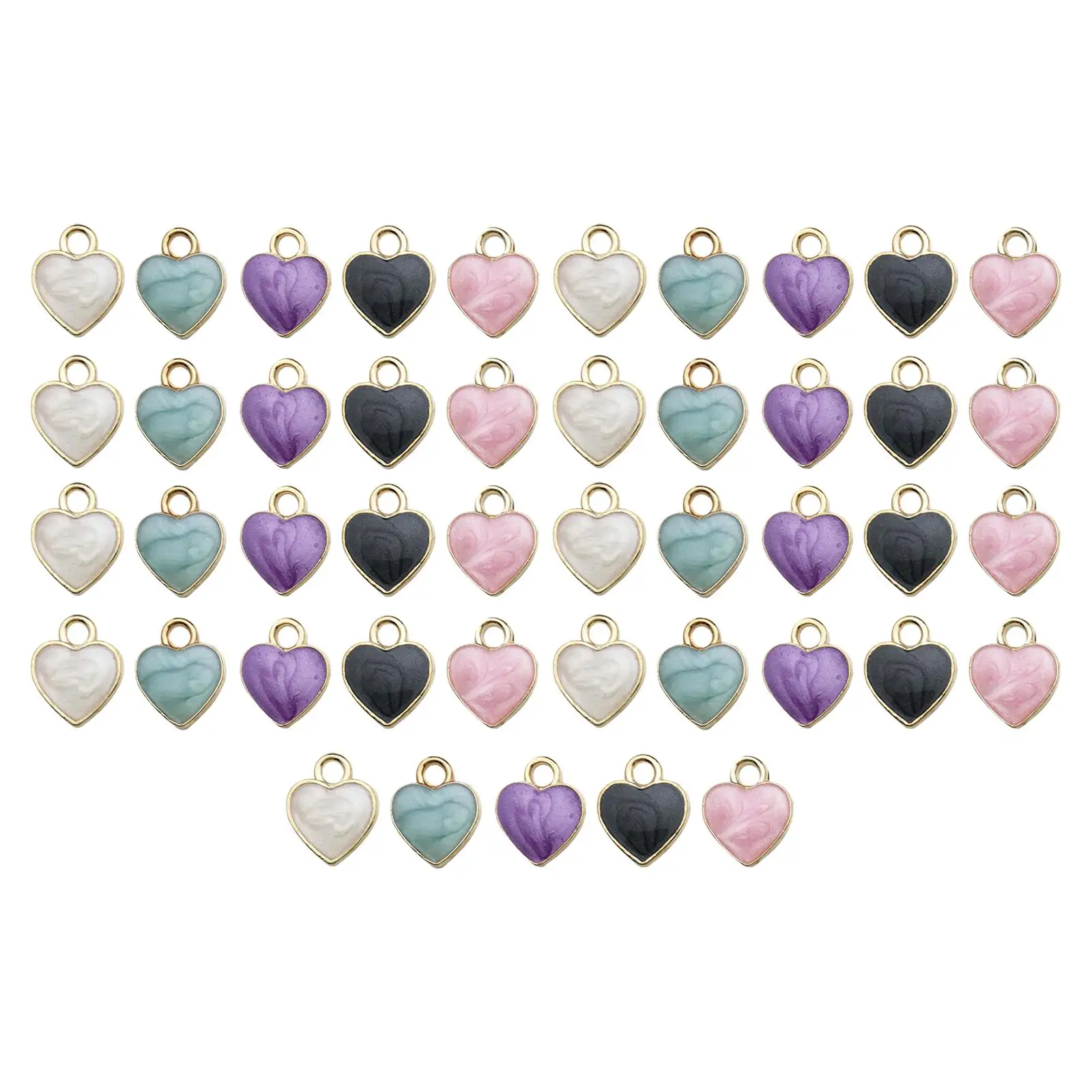 50x Heart Charms Jewelry Making Finding Necklace Bracelet Earring Mini Valentine`s Gifts for Teachers Toddlers Pets Mom Students