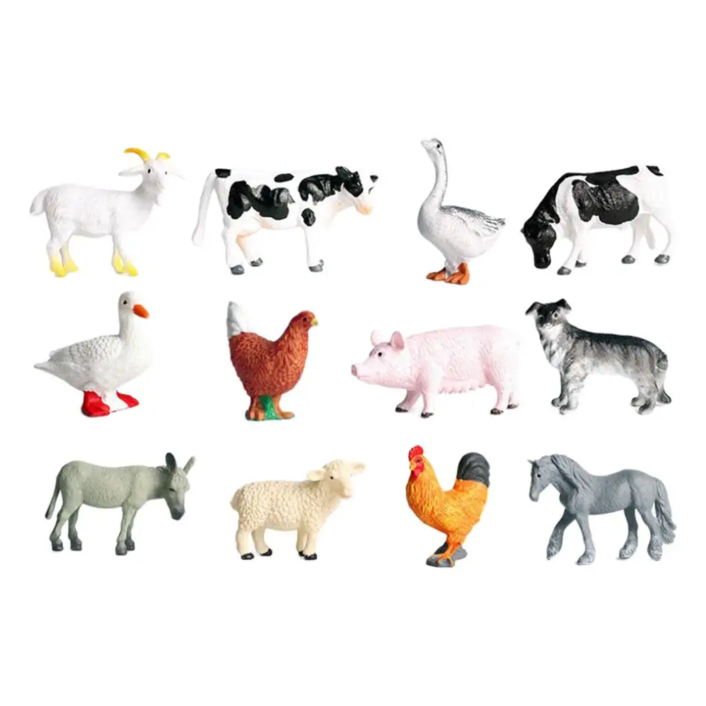 12 Animal Models Toy Set,  Zoo Animals Action Figure Toys,  Educational Toy and Child Development Toy