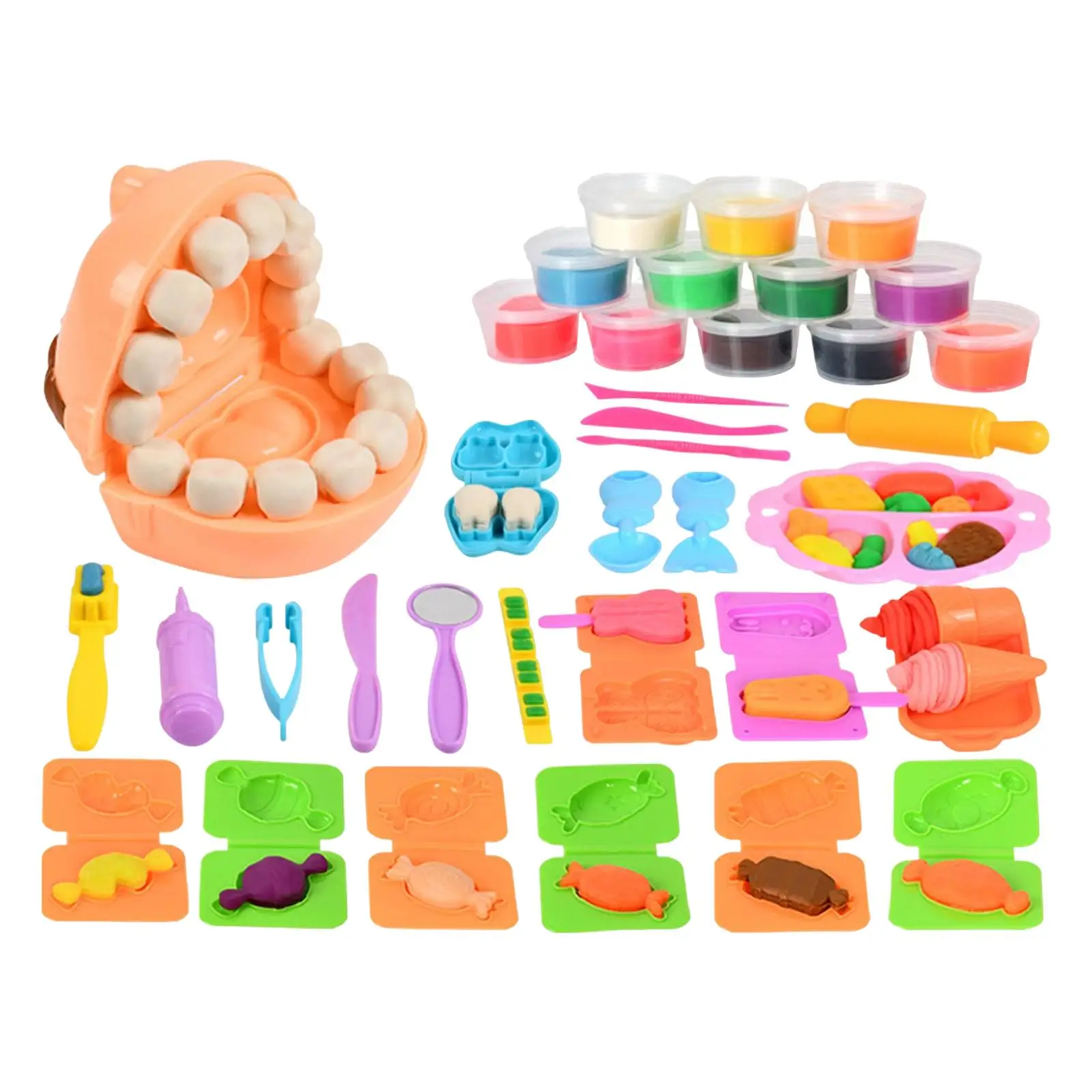 Clay Set DIY Models Educational 12 Colors Pretend Play Color Play Set Art Crafts for Birthday Toddlers Kids Girl Gift