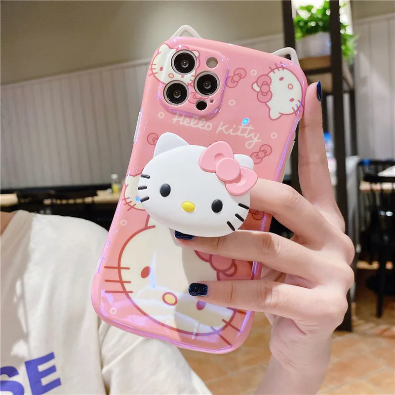 case for iphone 13 pro max Cute pink Hello Kitty with stand Phone Cases For iPhone 13 12 11 Pro Max Mini XR XS MAX Back Cover iphone 13 pro max cover