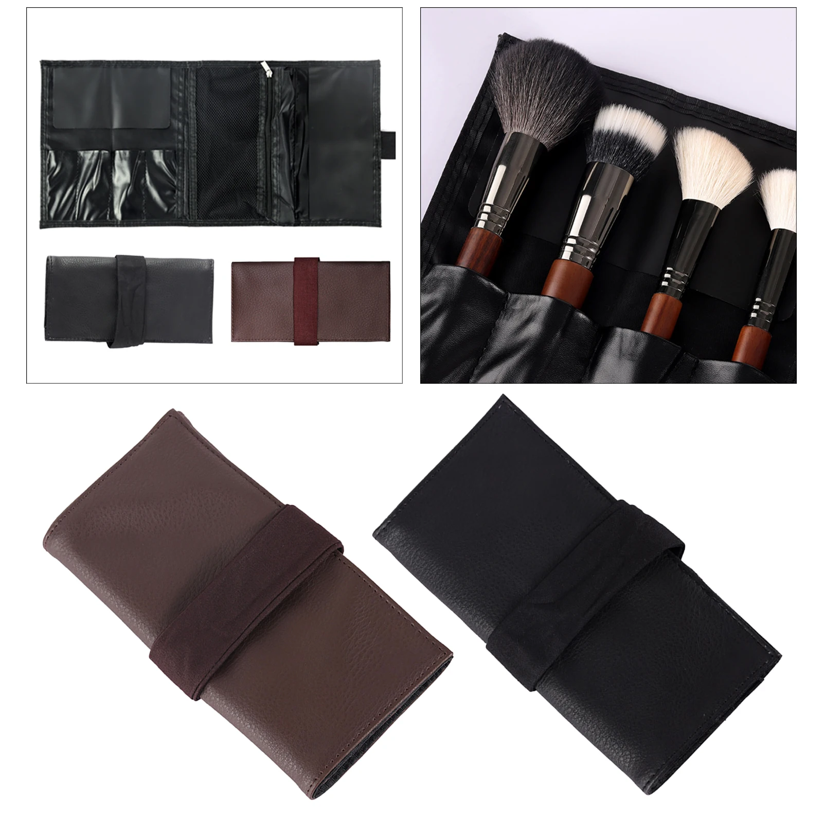 Makeup PU Leather Foldable Holder Organizer for Travel Artists