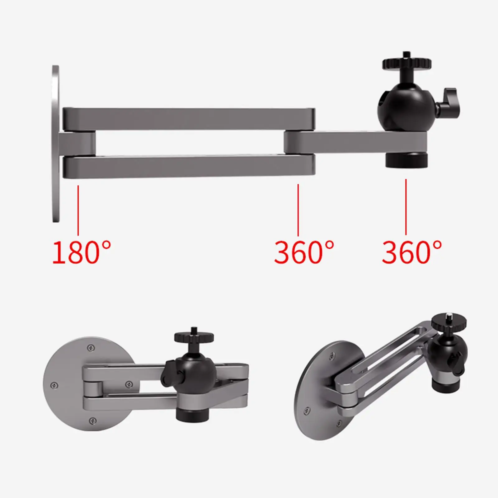 Universal Wall Mount Bracket 360Swivel Aluminum Alloy Ceiling Bracket Wall Support Projector Stand for Bedside Bedroom Ceiling