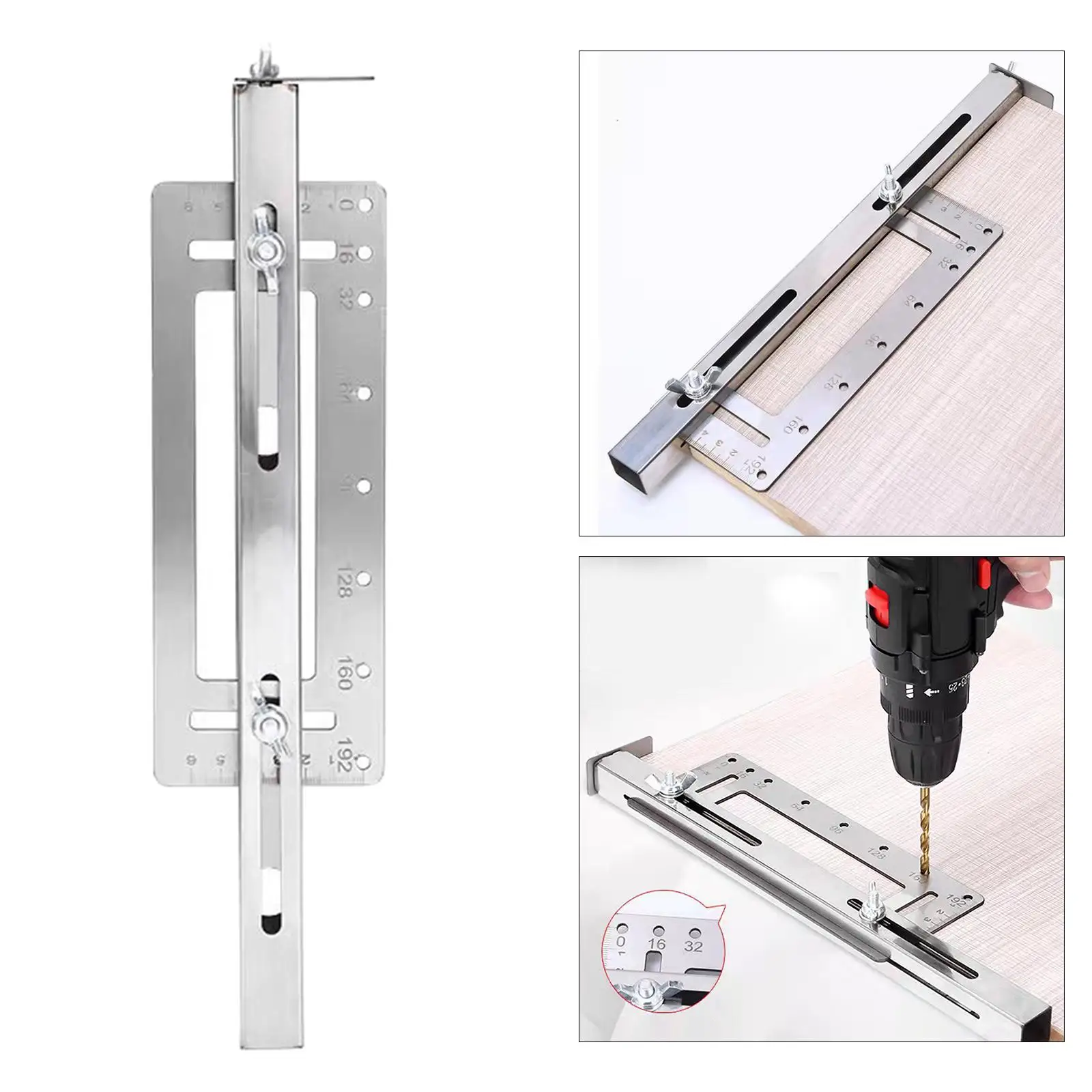 Stainless Steel Hole Punch Locator, Cabinet Drawer Handle Hole Drill Guide