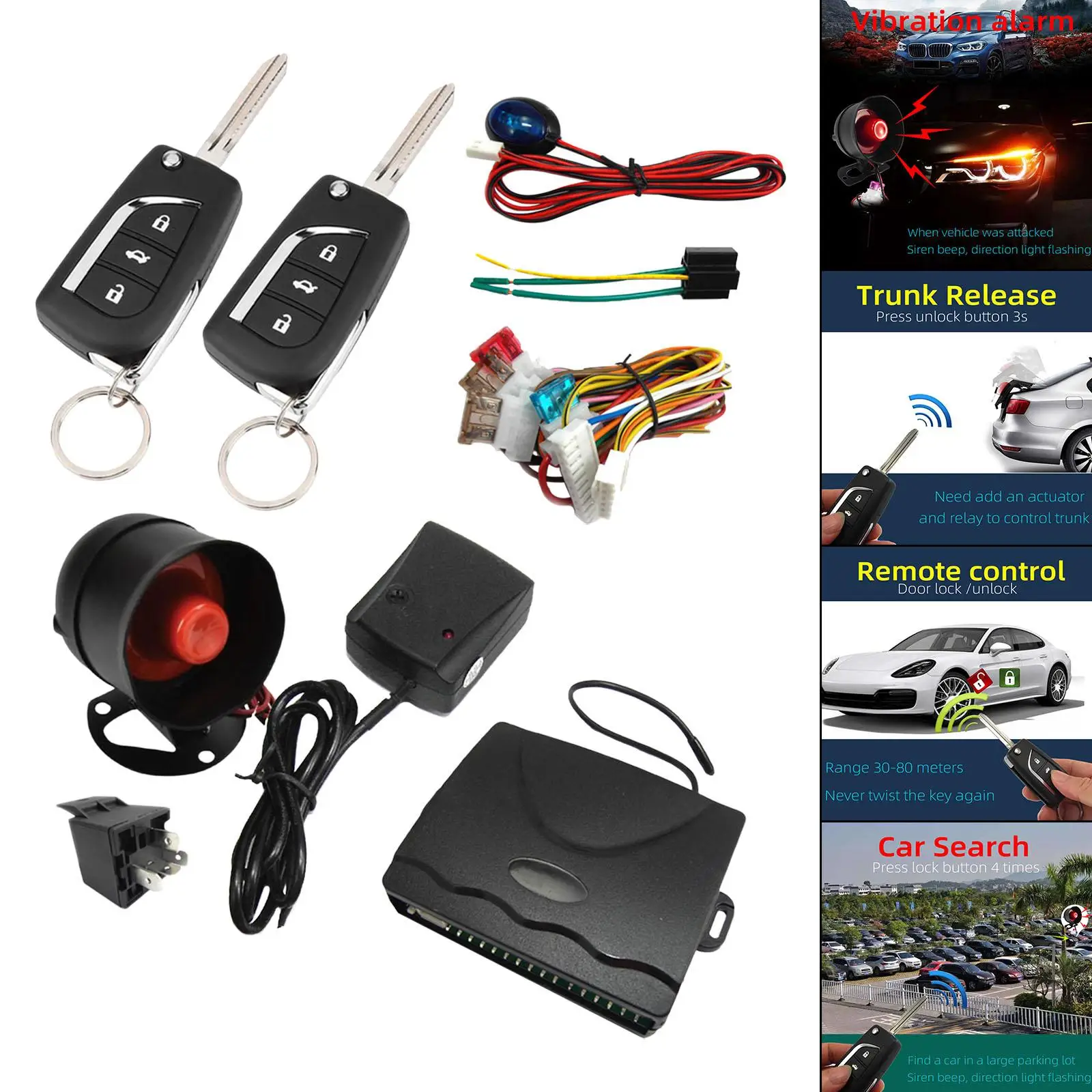 Universal 1 Way Remote Start and Keyless Entry System with 2 Remote Contorl