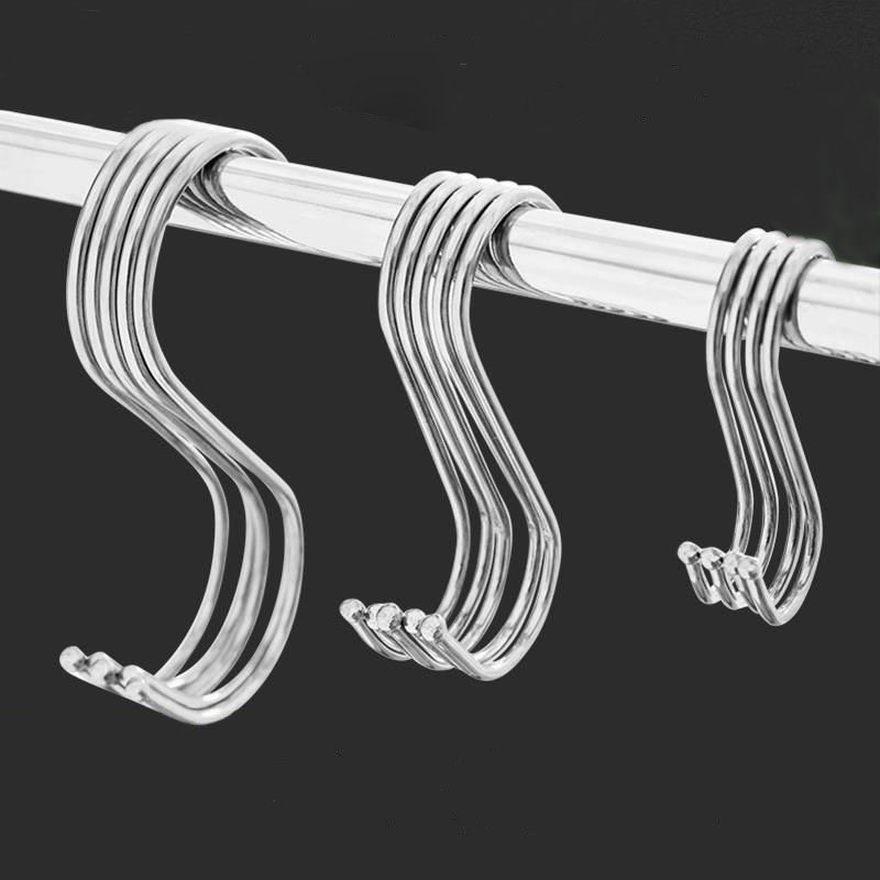Description Picture 2 of itemStainless Steel S-Shape Hook Multi-function Kitchen Bedroom Railing S Hanger Hook Clasp Holder Hooks Hanging Clothes Rack