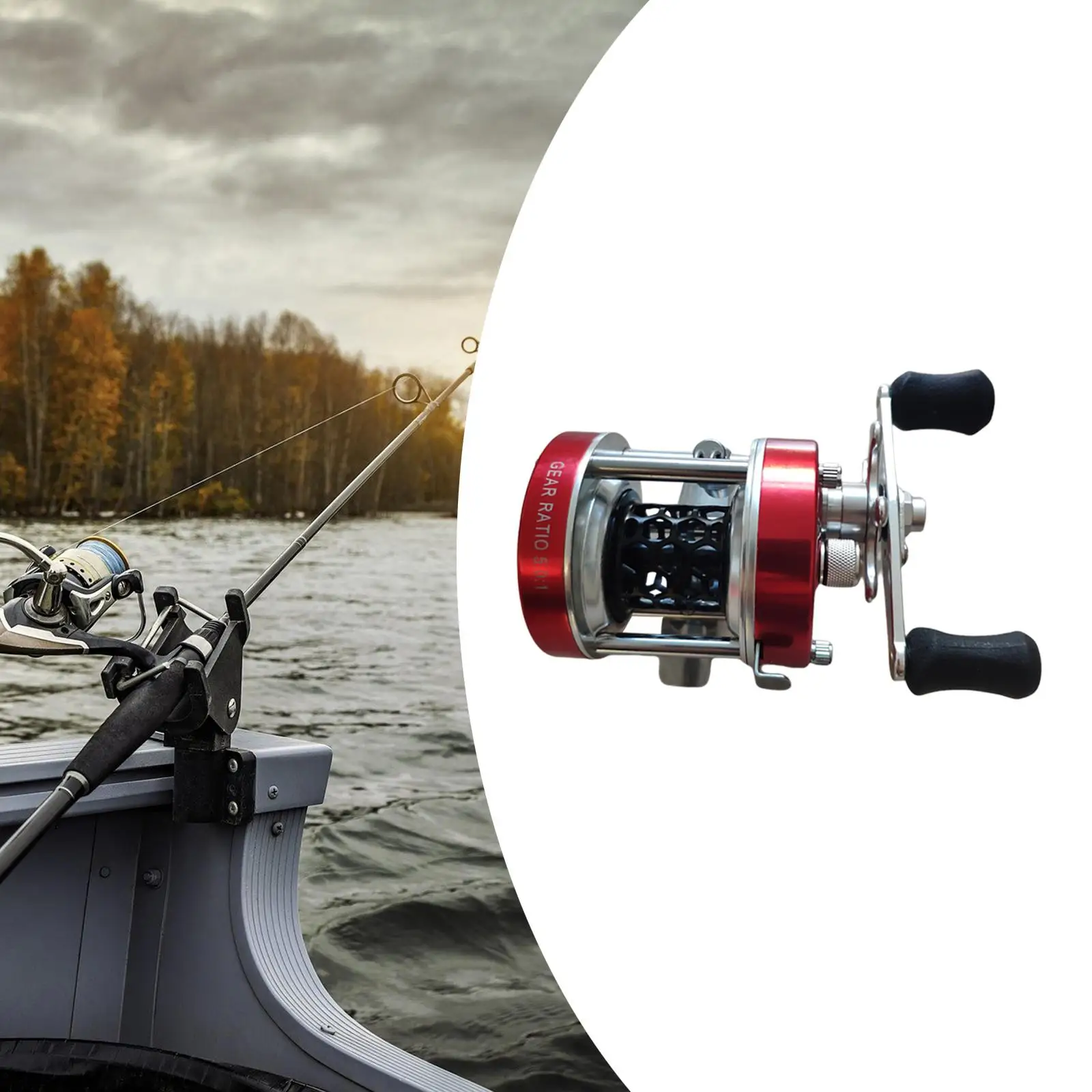 Lightweight Baitcasting Fishing Reel 5.0:1 Drum Wheel Centrifugal Brake