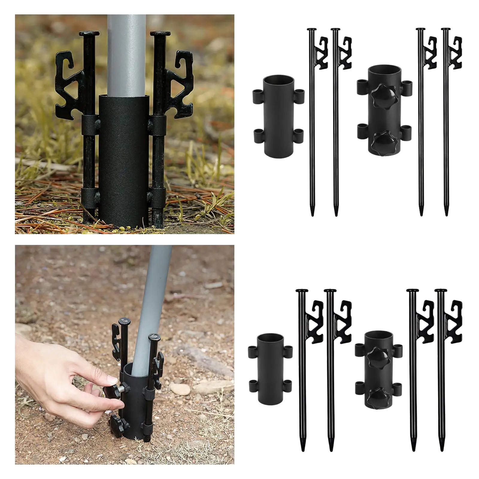 2Pcs Camping Tent Stakes Pins Spikes Heavy Duty Canopy Ground Nails Practical Tarp with Pole Fixed Tube for Outdoor Picnic