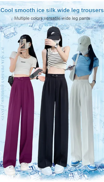 Dilutessa Women's Trousers Korean Style High Waist Stretching