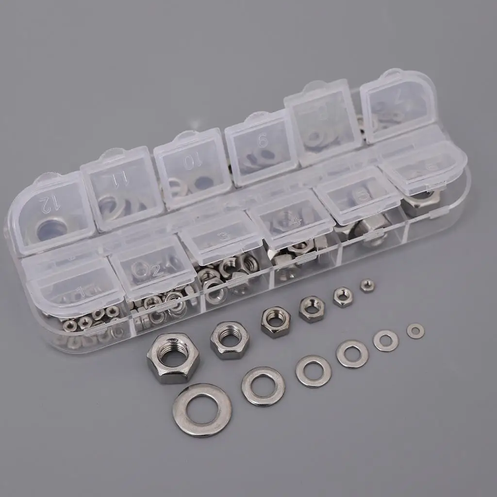 137PCSM2,M3,,M5,M6,M8 Hex Nuts Flat Washer  with Storage Box