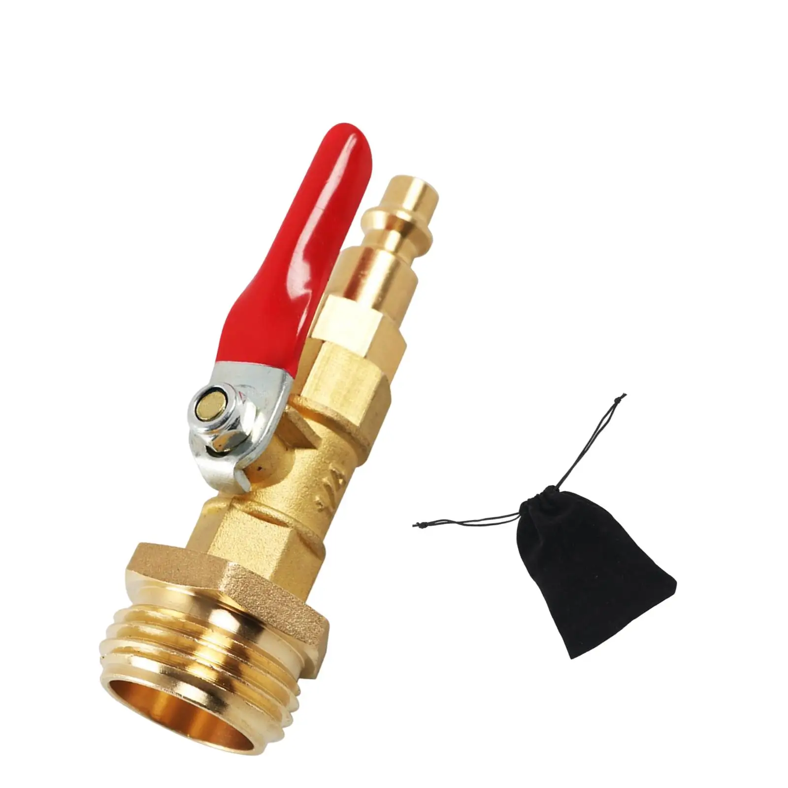 Winterize Blowout Adapter with 1/4 inch Male Quick Plug Brass Made Garden Hose Quick Connecting Plug for RV with Ball Valve