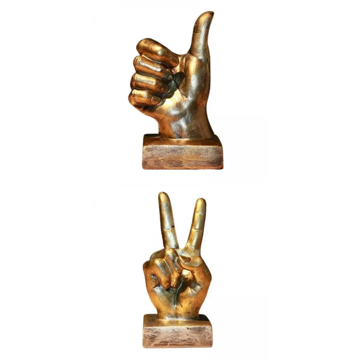 2 Pieces Art Hand Finger Gesture Sculpture Ornament Figurine Statue Decor