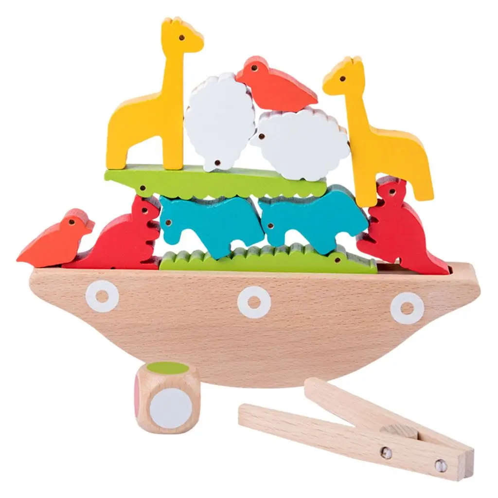 Cute Wooden Animal Balance Game Parent-Child Interaction for Children Family