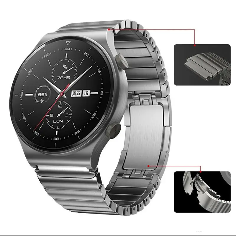 Original Titanium Grey Strap for Huawei Watch GT2 Pro 22mm Stainless Steel Correa Metal Watch Band for GT2 46mm GT2e Wrist Band