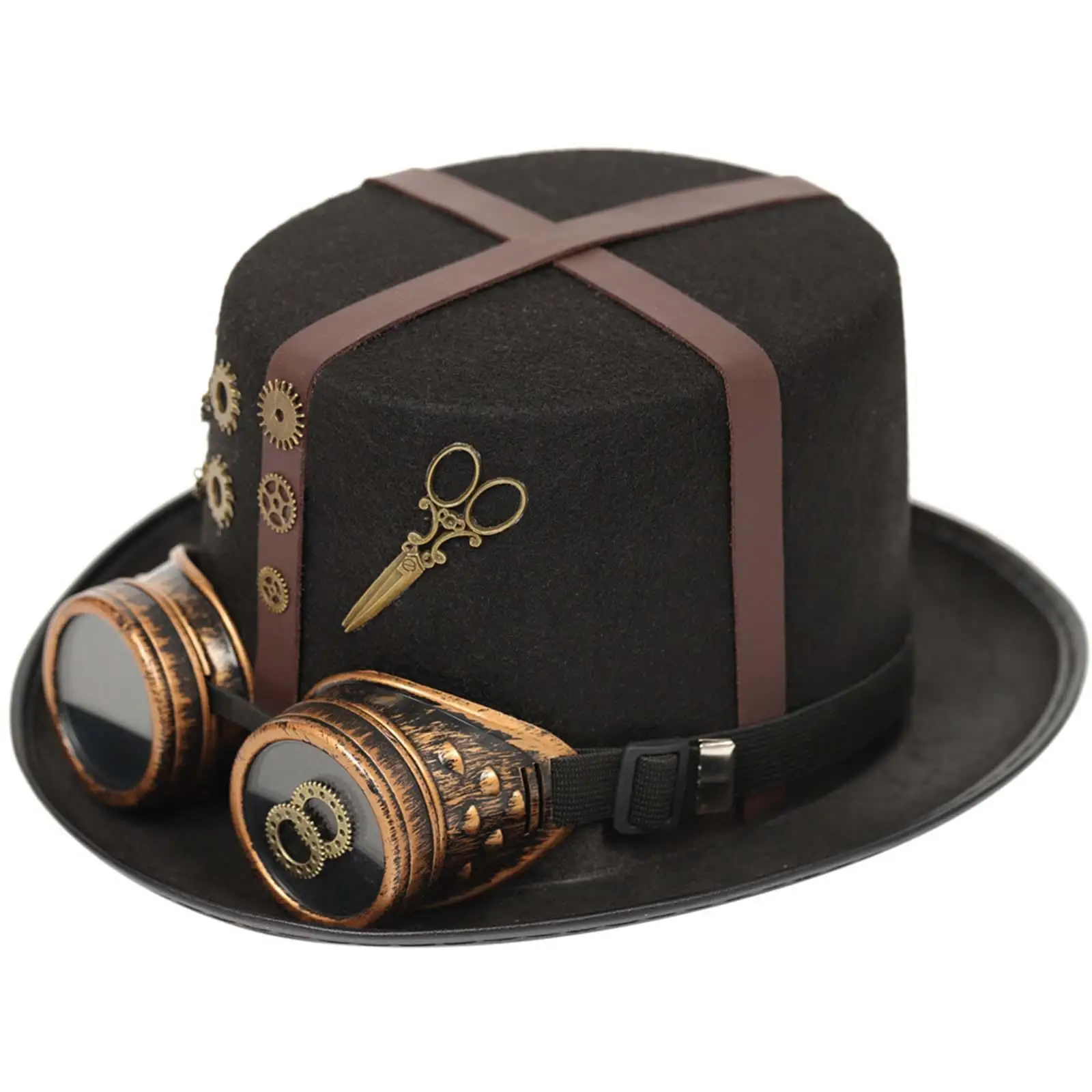 Retro Style Steampunk Top Hat Head Wear Wide Brim Costume Accessories Dance Hat for Cosplay Magician Decoration Holiday Adult
