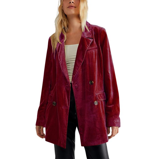Blazer Terciopelo Rojo Mujer Blazer Vaska Terciopelo De Mujer De