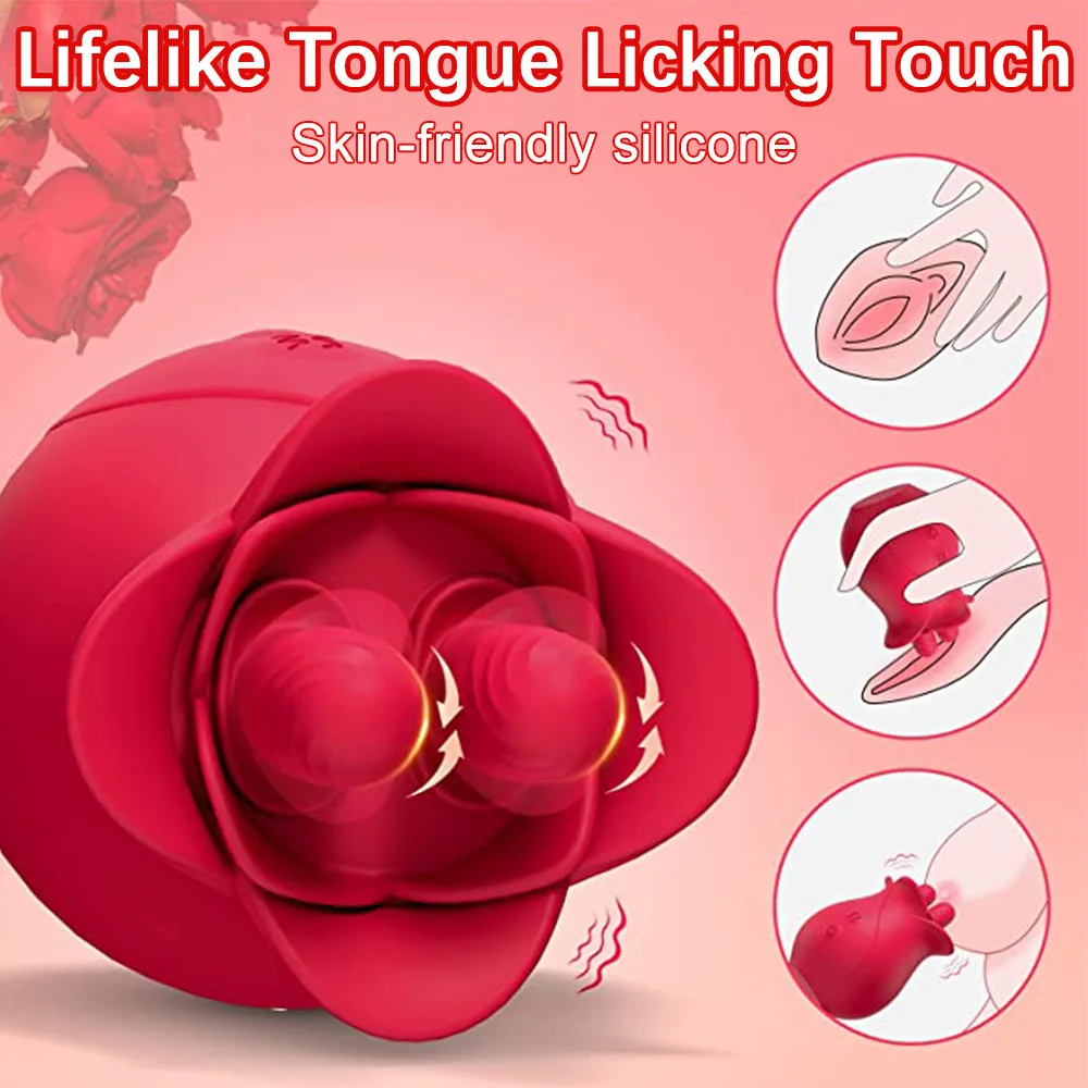 G-Spot Licking Dildo Clit Nipple Stimulator Vibrator for 18 Women Oral Tongue Pussy Vagina Rose Sex Toys for Female Masturbation Sb6ac164748f14e93a1669f1e71ad58110