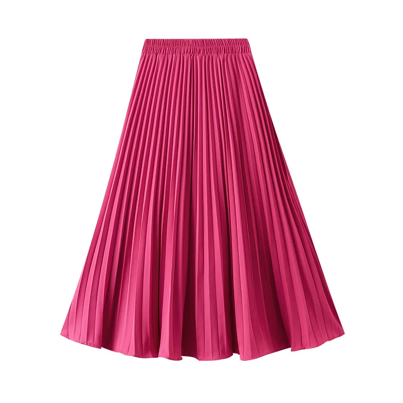 black pleated skirt Casual Pleated Skirt Women Sweet Elastic Waist Skirt Women's Summer 2022 New Thin Versatile Solid Color Midi A-Line Lining Skirt mini skirt