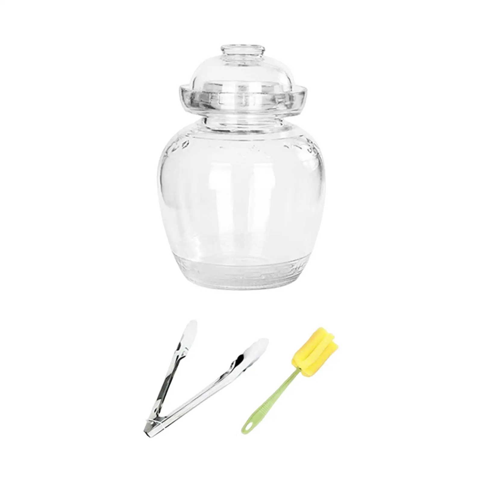 Glass Pickle Jar Durable Stable with Lid Convenient to Observe Food Containers Thick Glass Fermenting Jar for Household Cooking