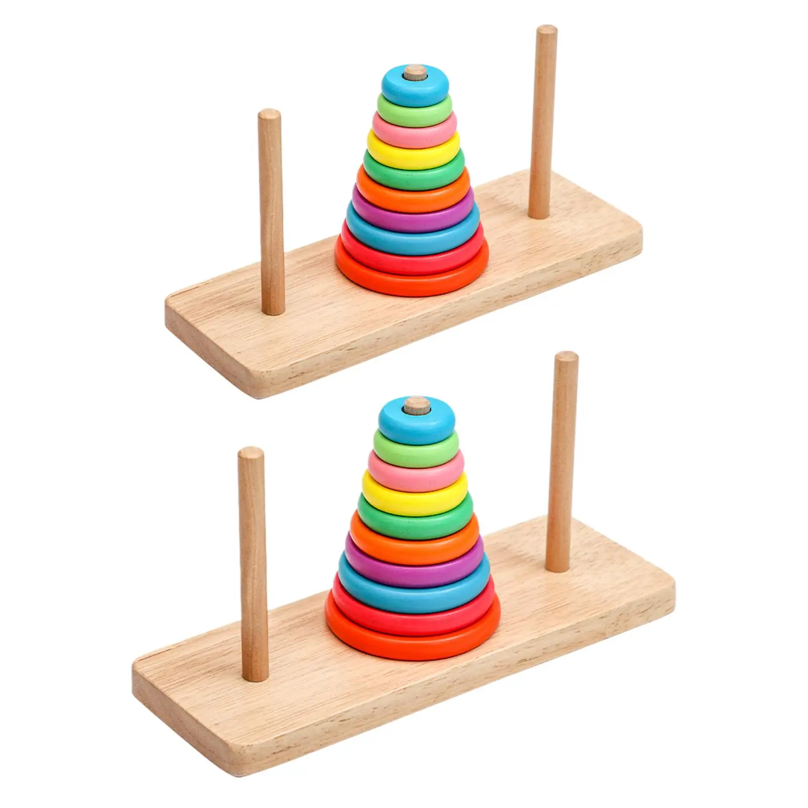 Wooden Rainbow Stacking Rings Learning Toys Gift Stack Sorting Toy Children