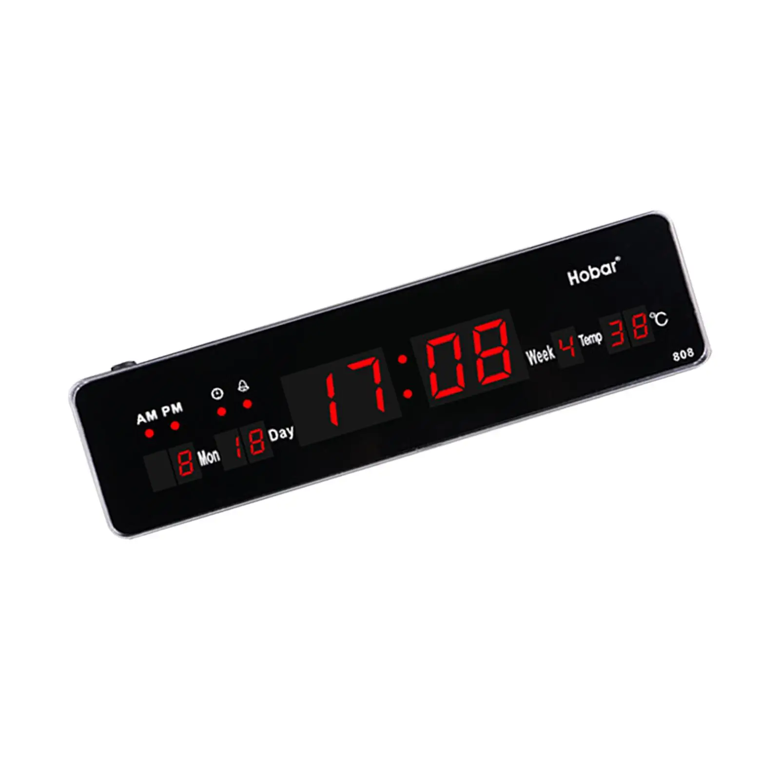 Large Wall Digital Clock with Date Time Week Indoor Temperature Calendar Mute LED Alarm Clocks for Living Room Home and Office