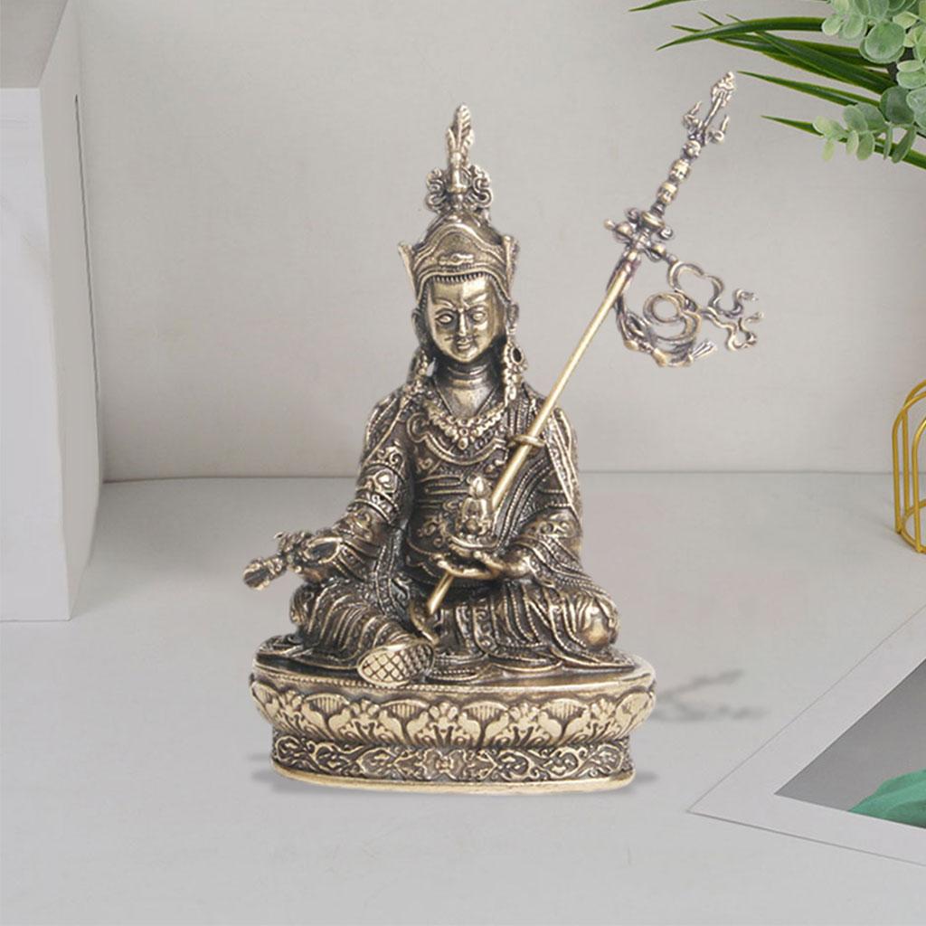 Mini Antique Copper Tibetan Buddha Statue Figurines , Fine Carving , Yoga Zen Decor East Asian Décor Rustic Finish Hand Crafted