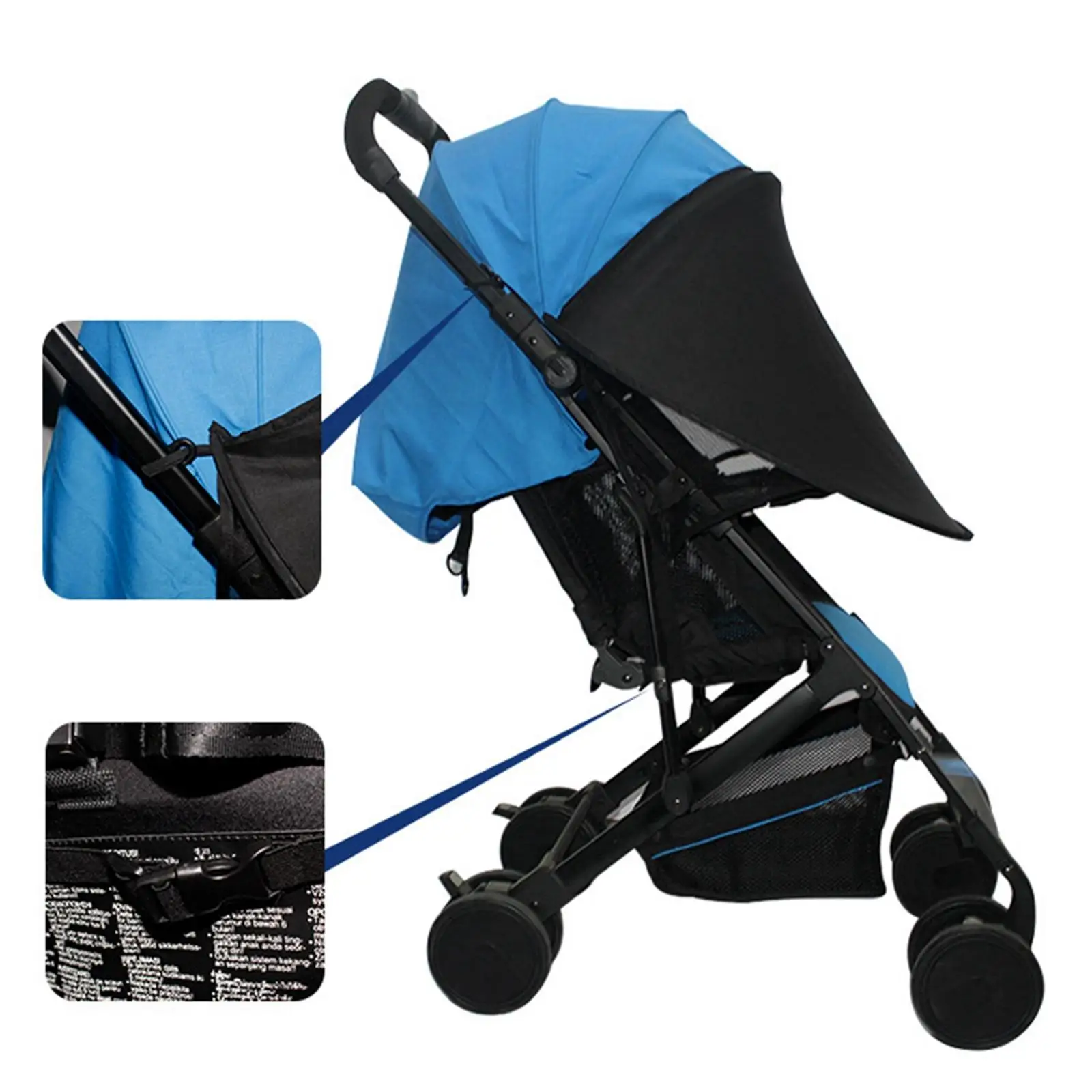 Baby Stroller Sunshade Windproof Nylon Fabric Adjustable for Outdoor Infant