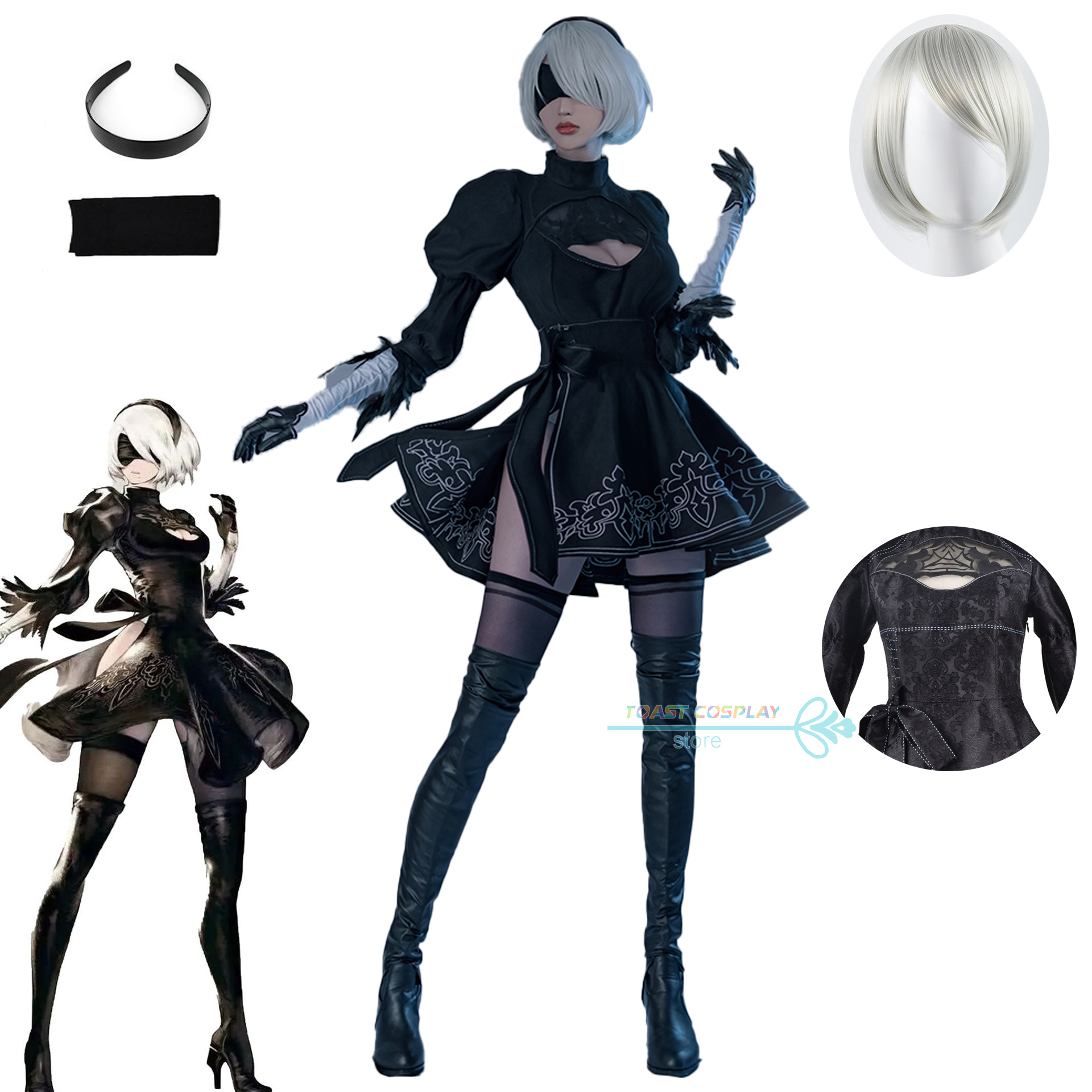 Игра 2B Cosplay NieR:Automata YoRHa No.2 Тип B черный костюм для косплея  сексуальная униформа для Хэллоуина | AliExpress