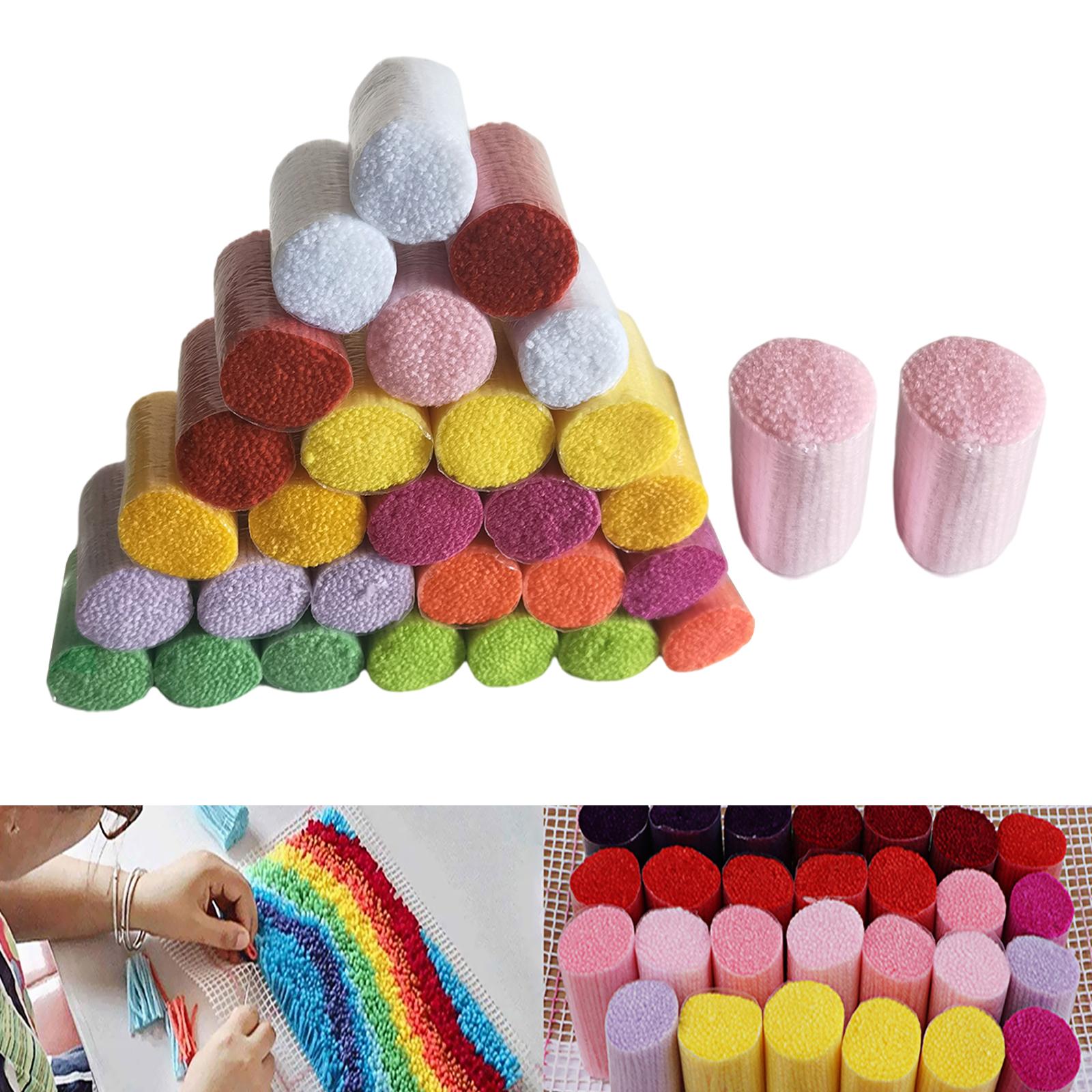 Needlecraft Yarn 30Pcs Latch Hook Rug Kits Cutter Rug Yarn Handmake for DIY