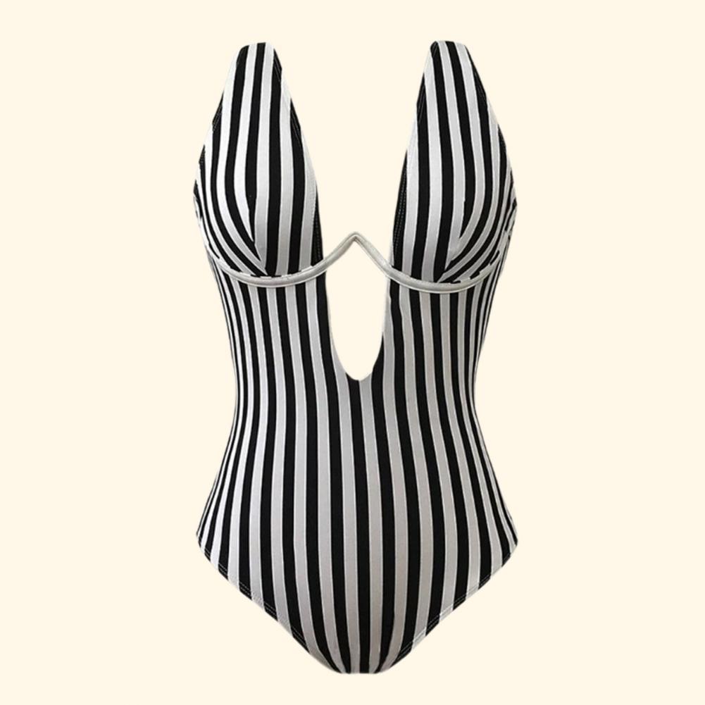 bodycon stripe impressão secagem rápida profundo decote