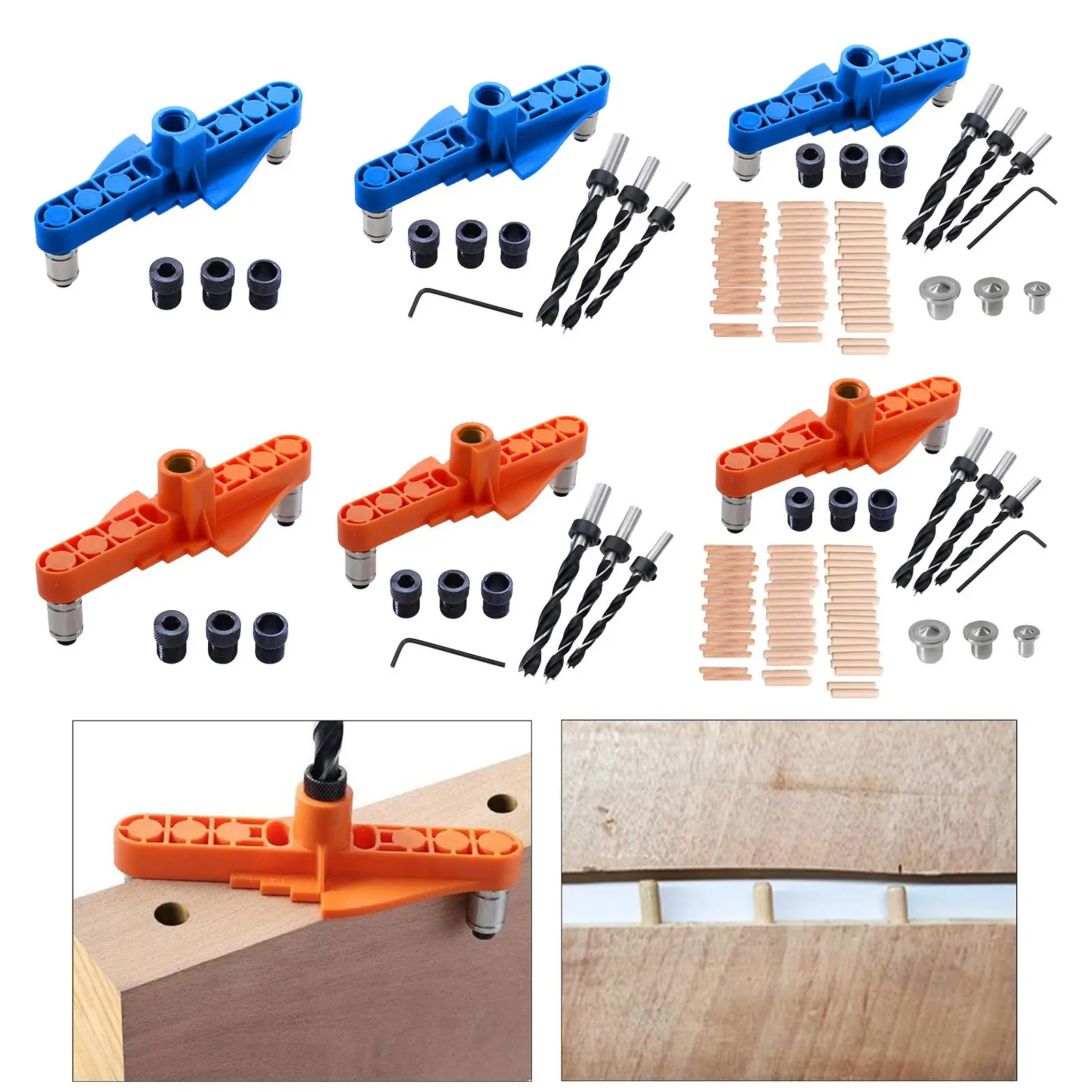 2 in 1 Hole Doweling Jig Kit Puncher Locator Positioner Precise for Joinery