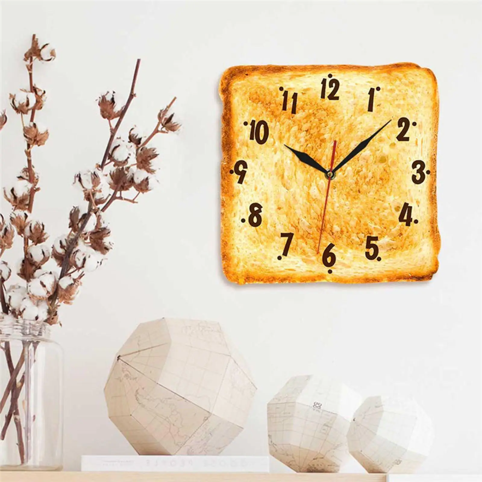 Realistic Toasted Bread Wall Clock Gourmet Decorative 30cm for Dining Room