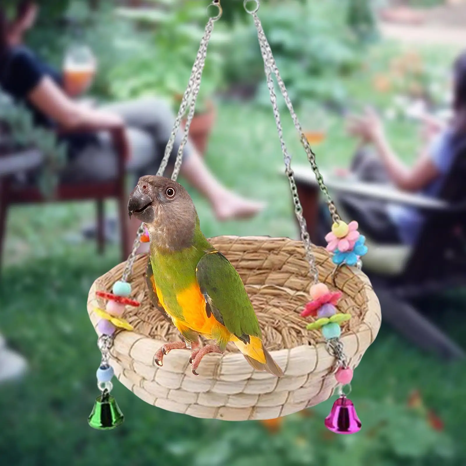 Home Bird Straws Swing Toy Woven Straw Lightweight Stable Parrot Toys Nest Bed for Cockatiel Finches Bird Budgie Climbing