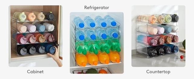 Lifewit Stackable Water Bottle Organizer Rack for Kitchen Countertop,  Cabinet, Fridge 
