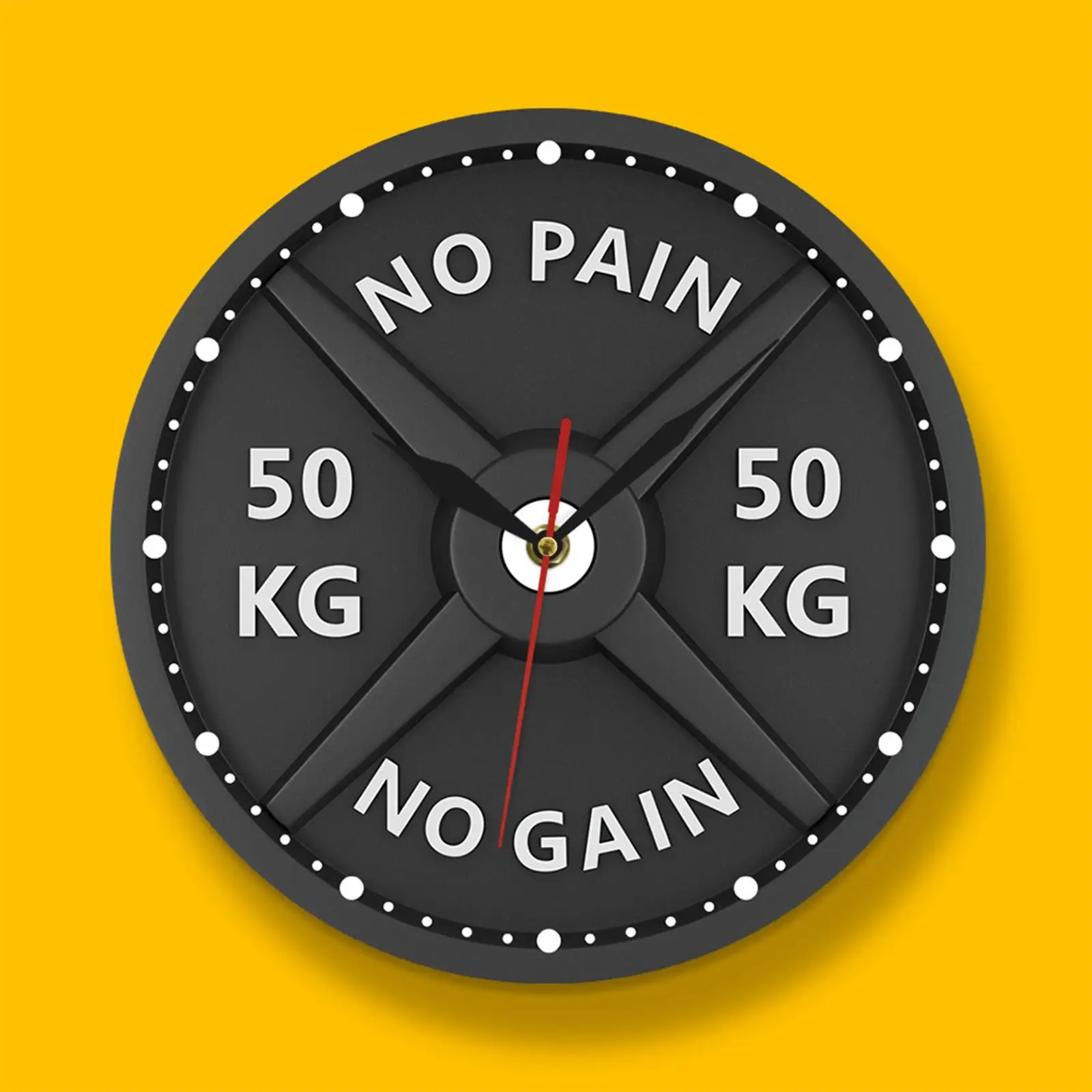No Pain No GAIN Barbell Wall Clock Modern Minimalist Quiet Decorative Battery