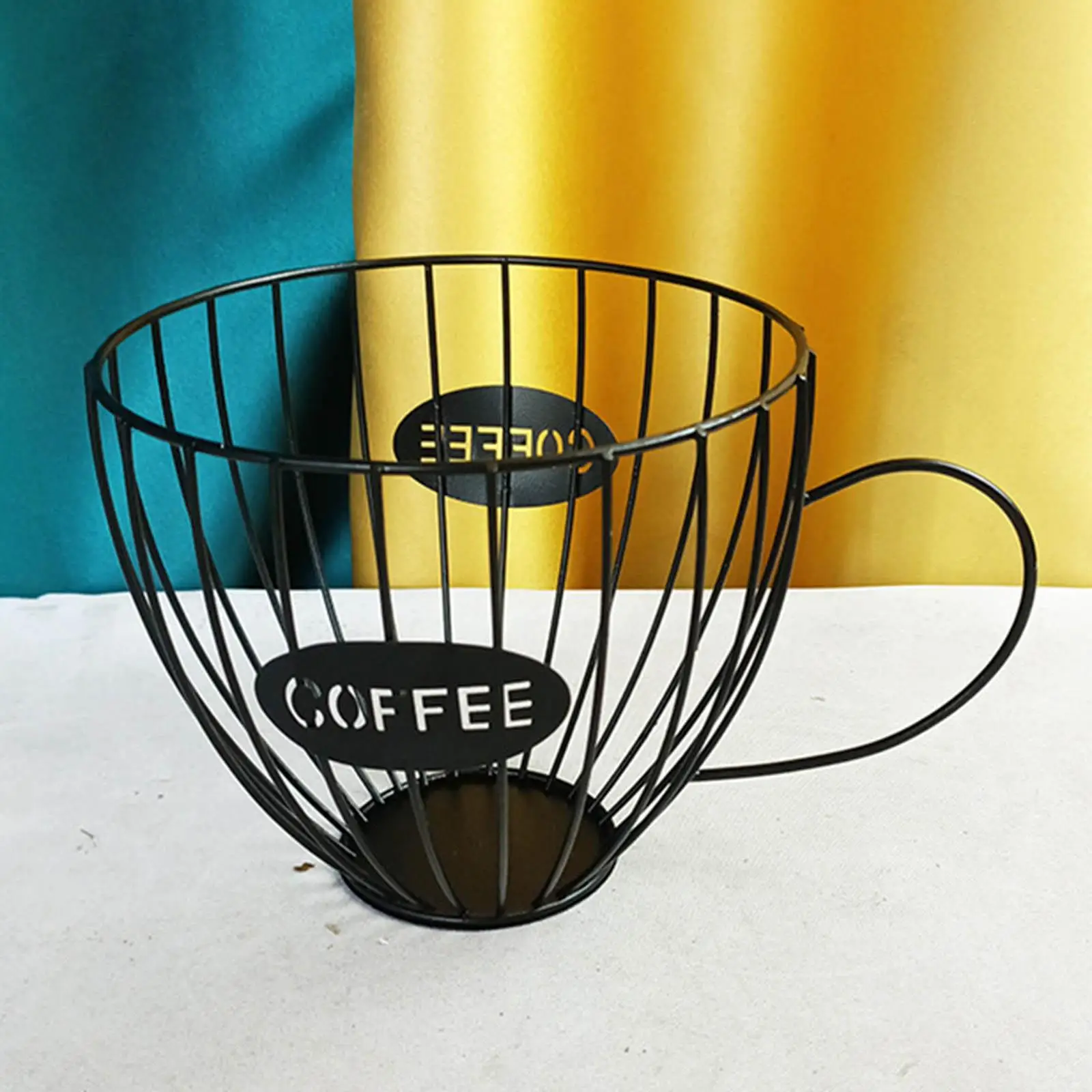 Mug Shape Iron Coffee Pod Organizer Metal Basket Mug Shape , Wire Coffee Pod Stand Holders , Espresso Basket Holder for Counter