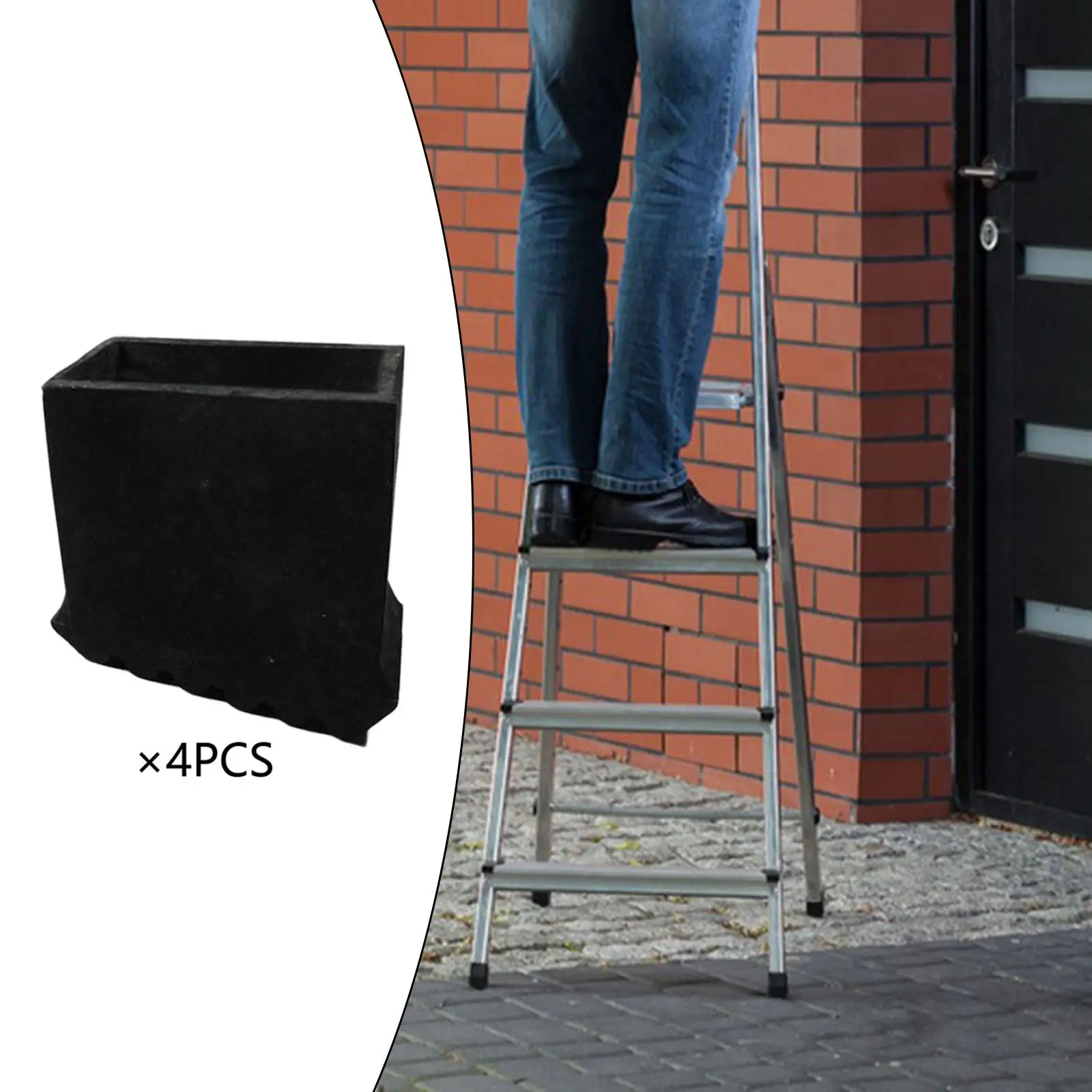4x Rubber Steep Ladder Foot Pads Convenient Extension Ladder Acccessoires Protects Floors Wear Resistance Ladder Covers