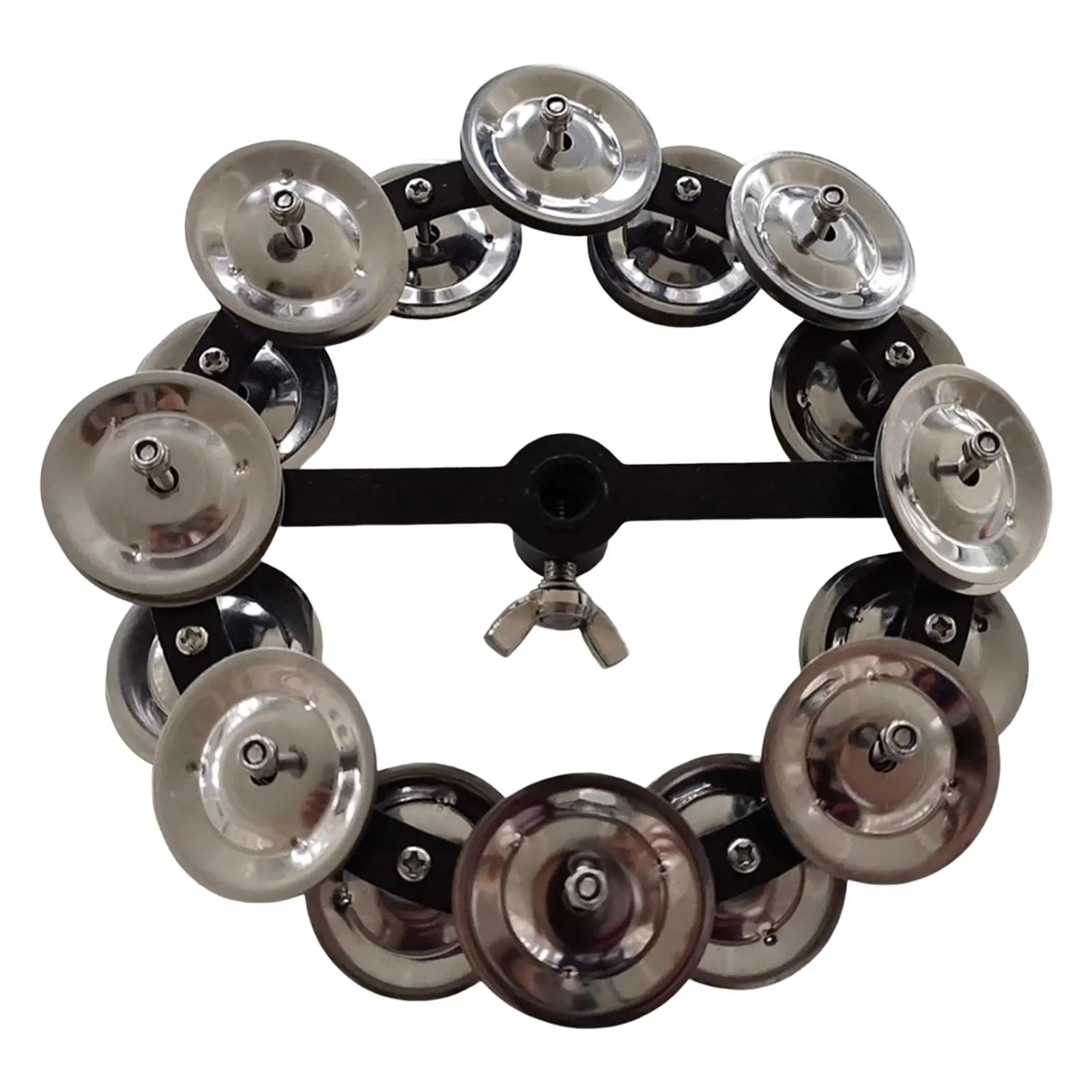 Musical Hi Hat Tambourine Hand Held Percussion with Double Row for Concert Party