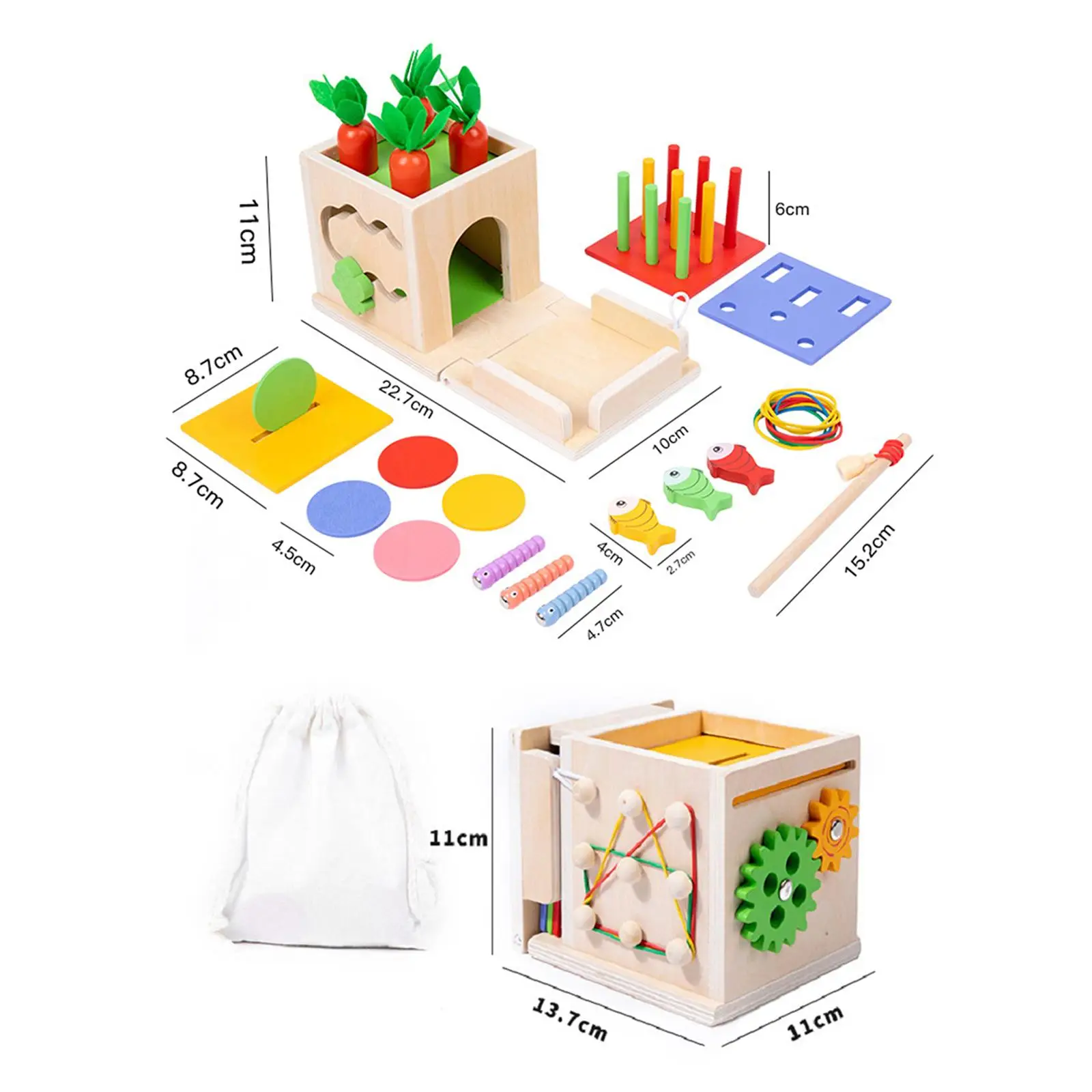 8 in 1 Montessori Box Multi-function Plug Stick Pull Radish Children`s Building Blocks Color Matching  Intelligence Box Toys