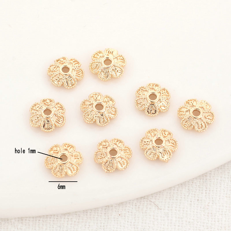 20PCS 6MM 14K Gold Überzogene Messing Blume Quaste Kappen Schmuck Machen Diy Liefert Erkenntnisse Zubehör – Detail 3